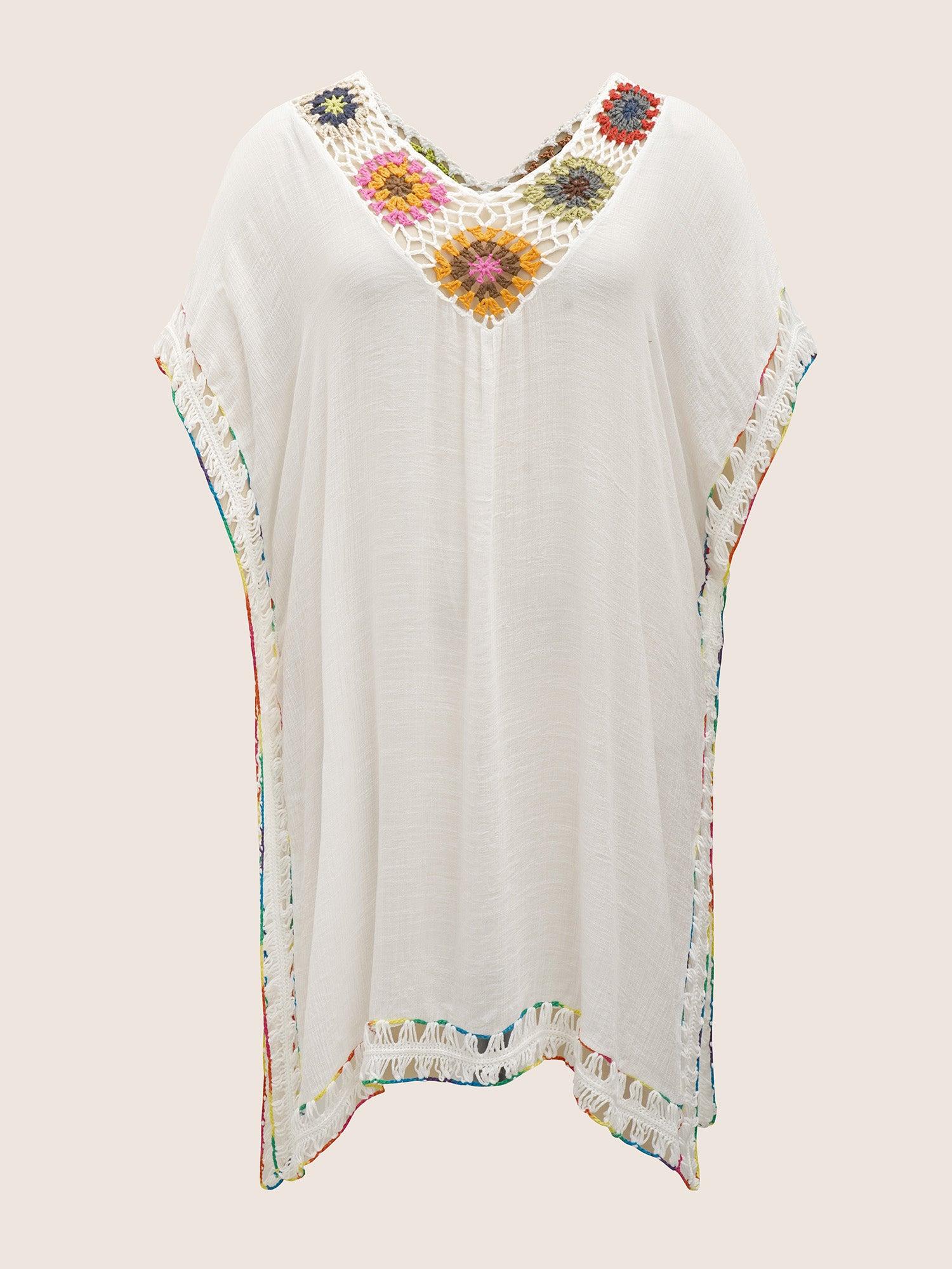 Colored Crochet Slit Hem Swim Cover Up Female Product Image