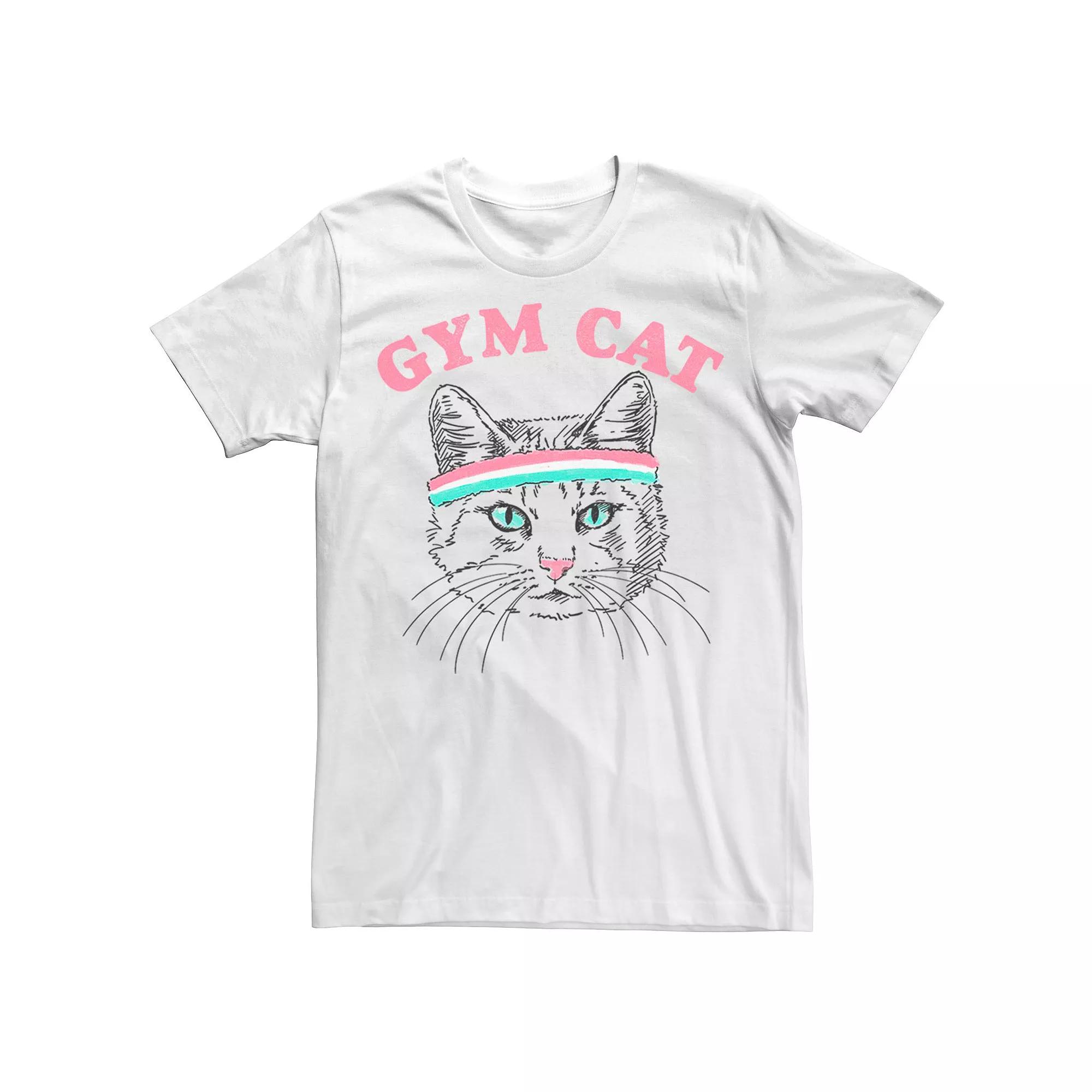 Men's Gym Cat Outline With Headband Tee,  Product Image