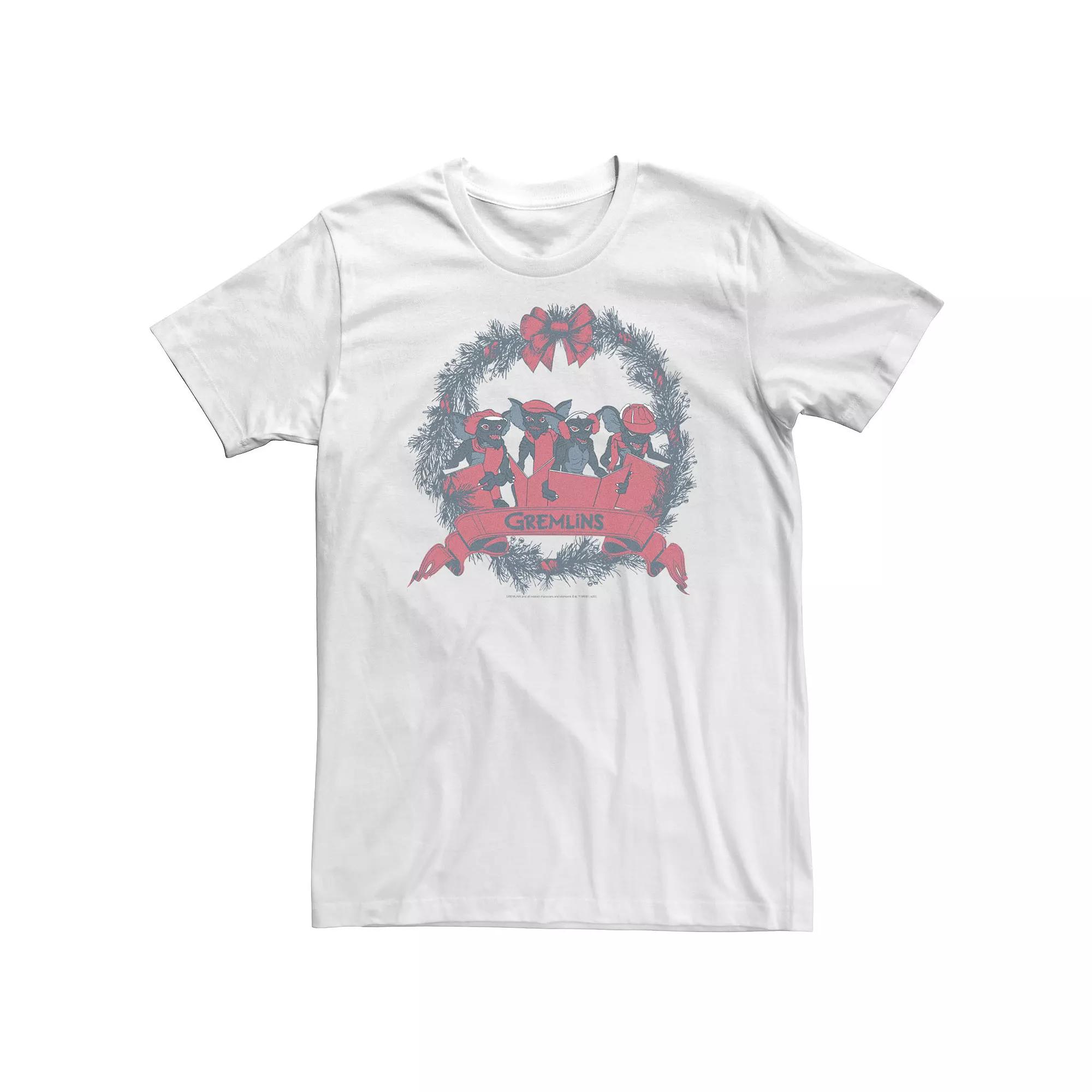 Big & Tall Gremlins Christmas Wreath Group Shot Tee, Men's,  Product Image