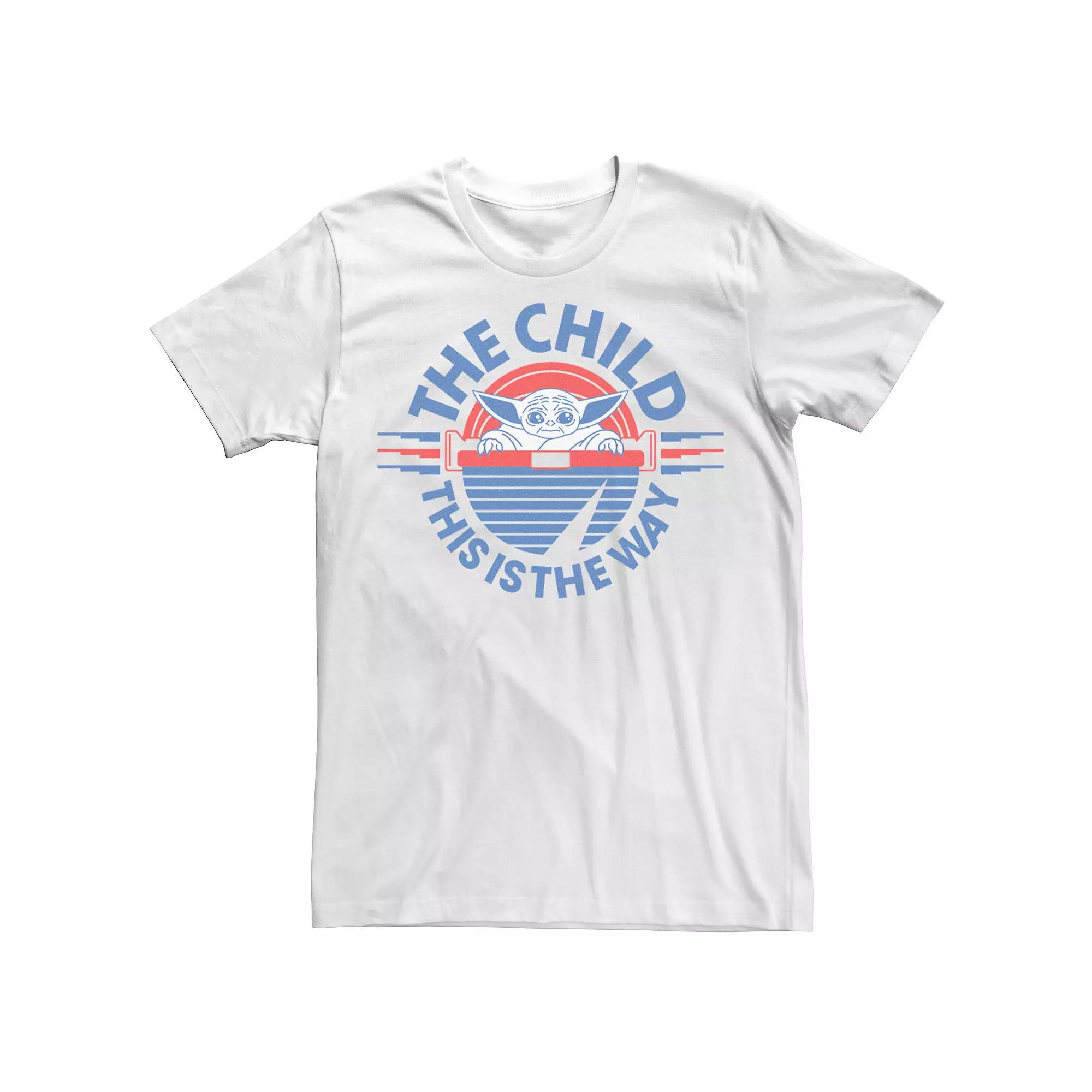Men's Star Wars: The Mandalorian The Child Retro White & Blue Pod Tee,  Product Image