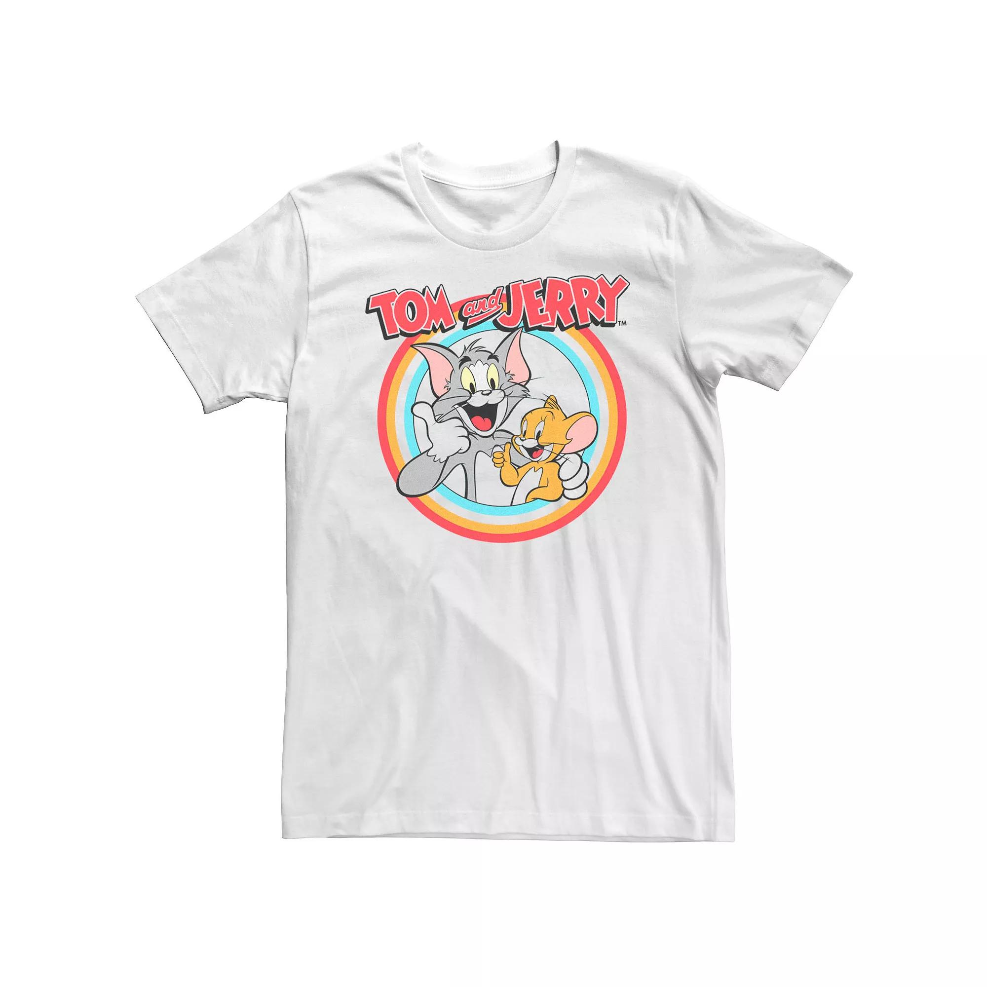 Big & Tall Tom And Jerry Cartoon Thumbs Up Circles Tee, Mens Product Image
