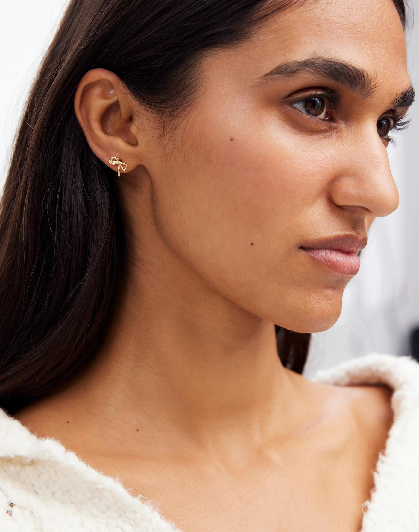 Metal Mini Bow Stud Earrings Product Image