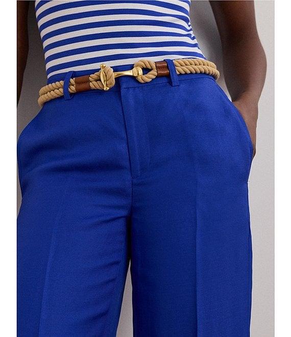 Lauren Ralph Lauren Linen Blend Twill High Rise Wide Leg Cropped Pants Product Image