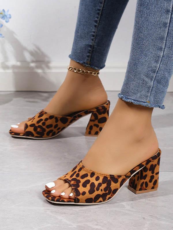 Leopard Open Toe Pumps Sandals Slippers Product Image