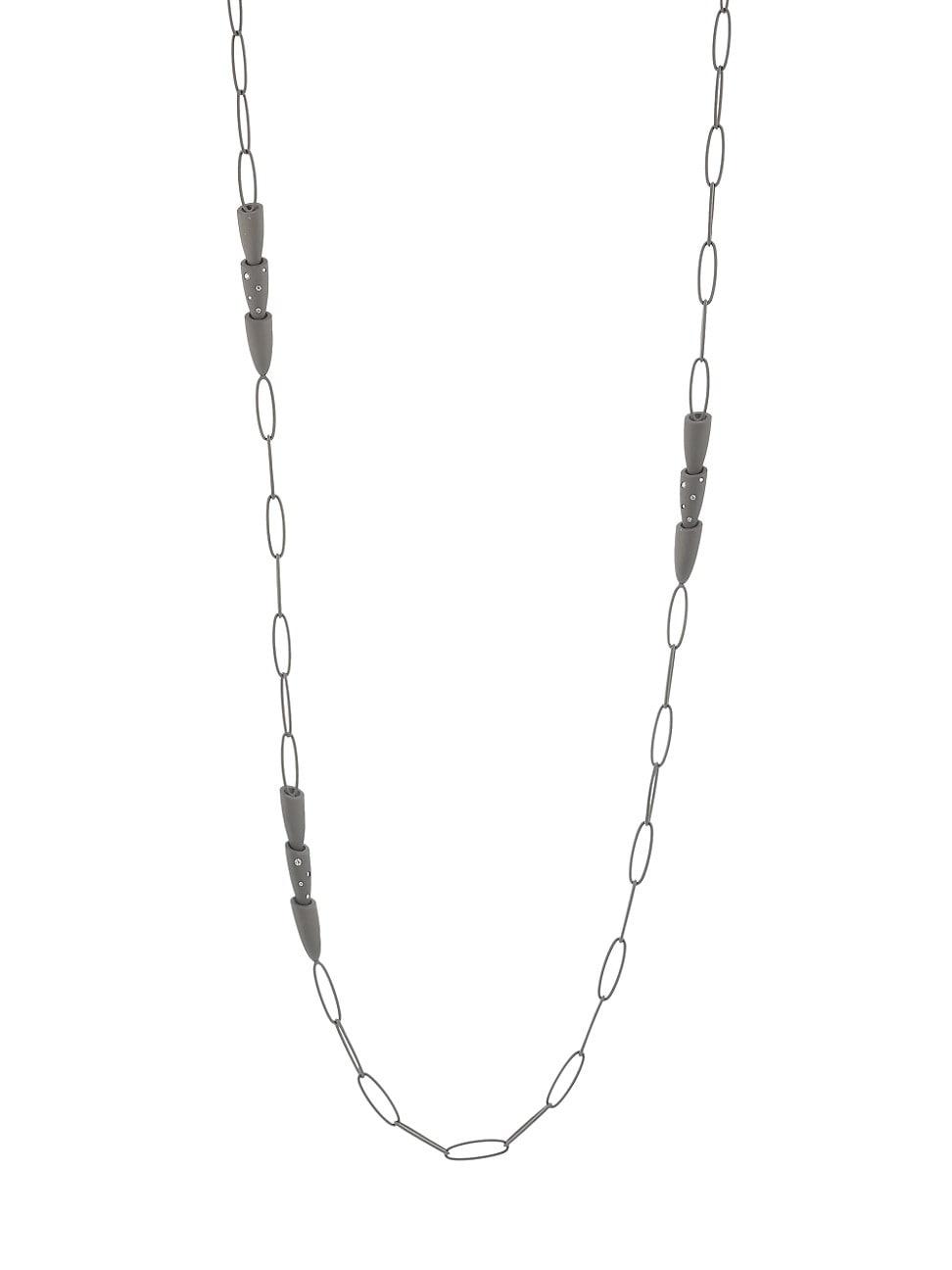 Womens Calla Titanium & Diamond Chain Necklace Product Image
