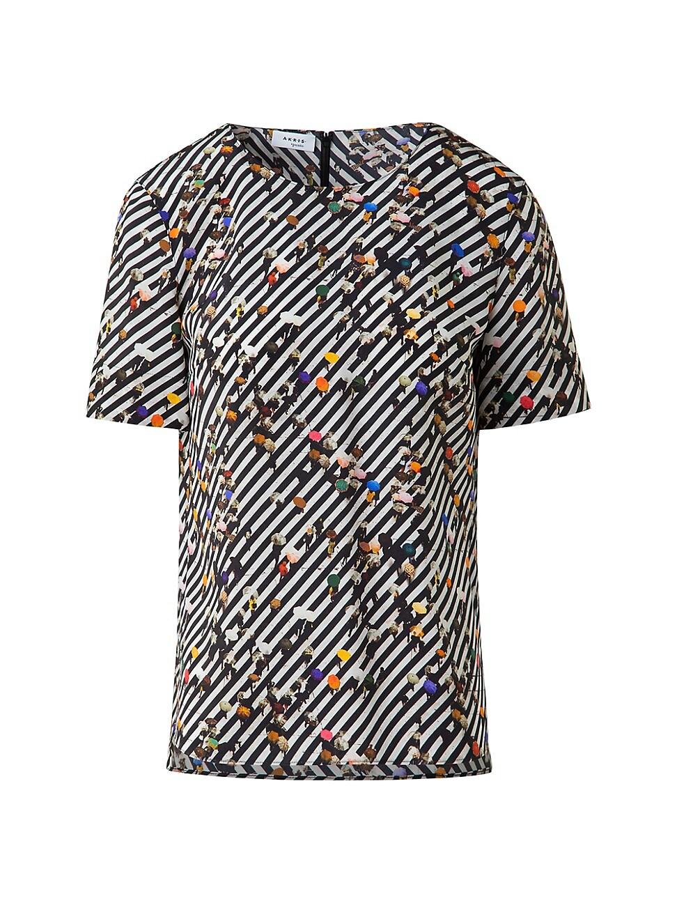 Womens Diagonal Stripe Silk Top Product Image