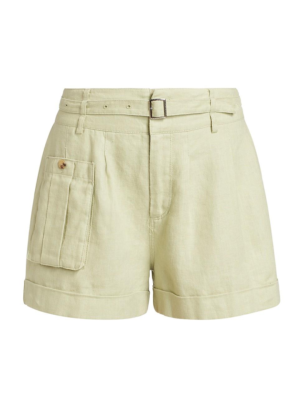 Womens Linen High-Waisted Shorts Product Image