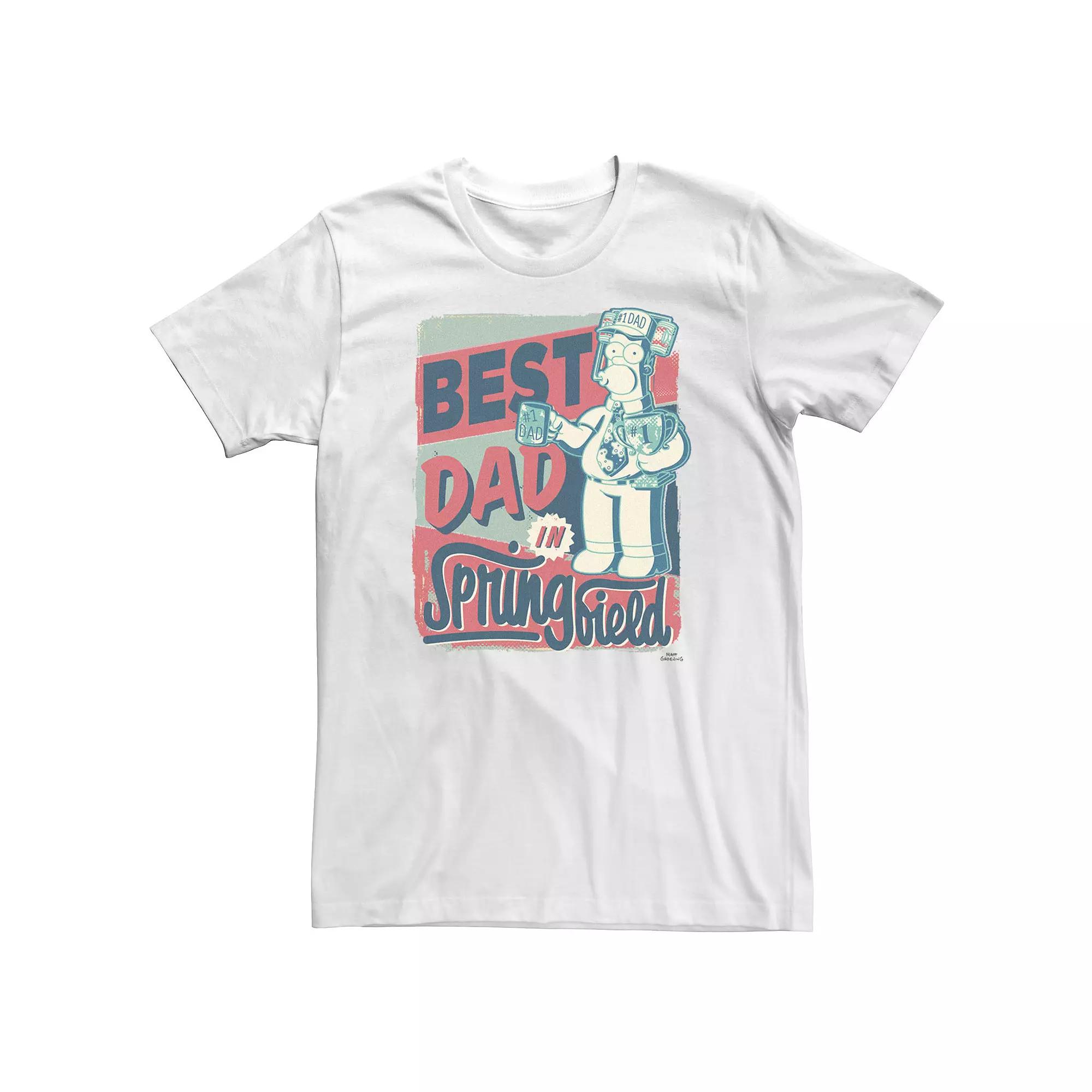 Big & TallThe Simpsons Homer Best Dad In Springfield Poster Tee, Men's, Size: 5XL, White Product Image