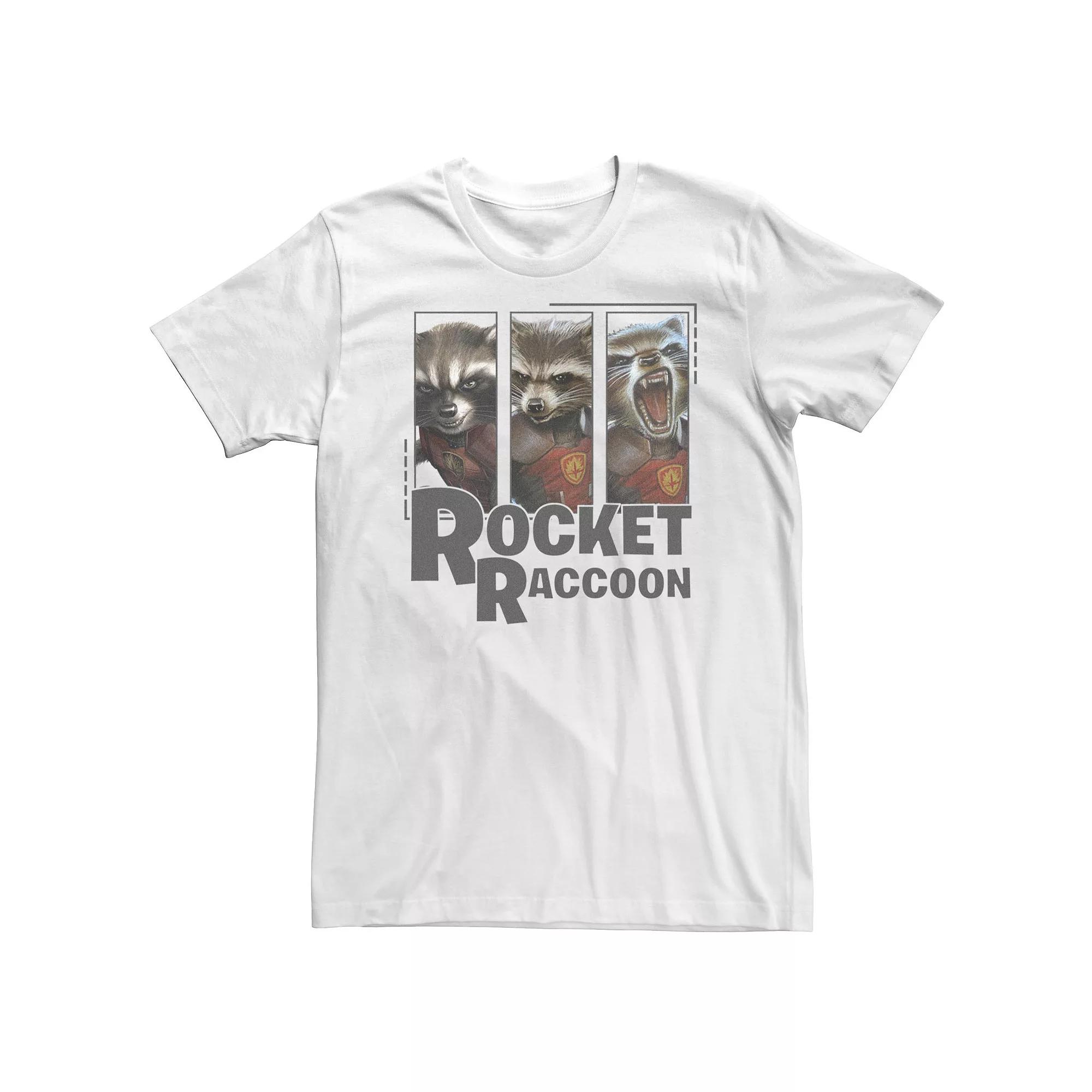 Big & Tall Marvel Guardians Of The Galaxy Rocket Raccoon Portrait Panels Tee, Men's,  Product Image