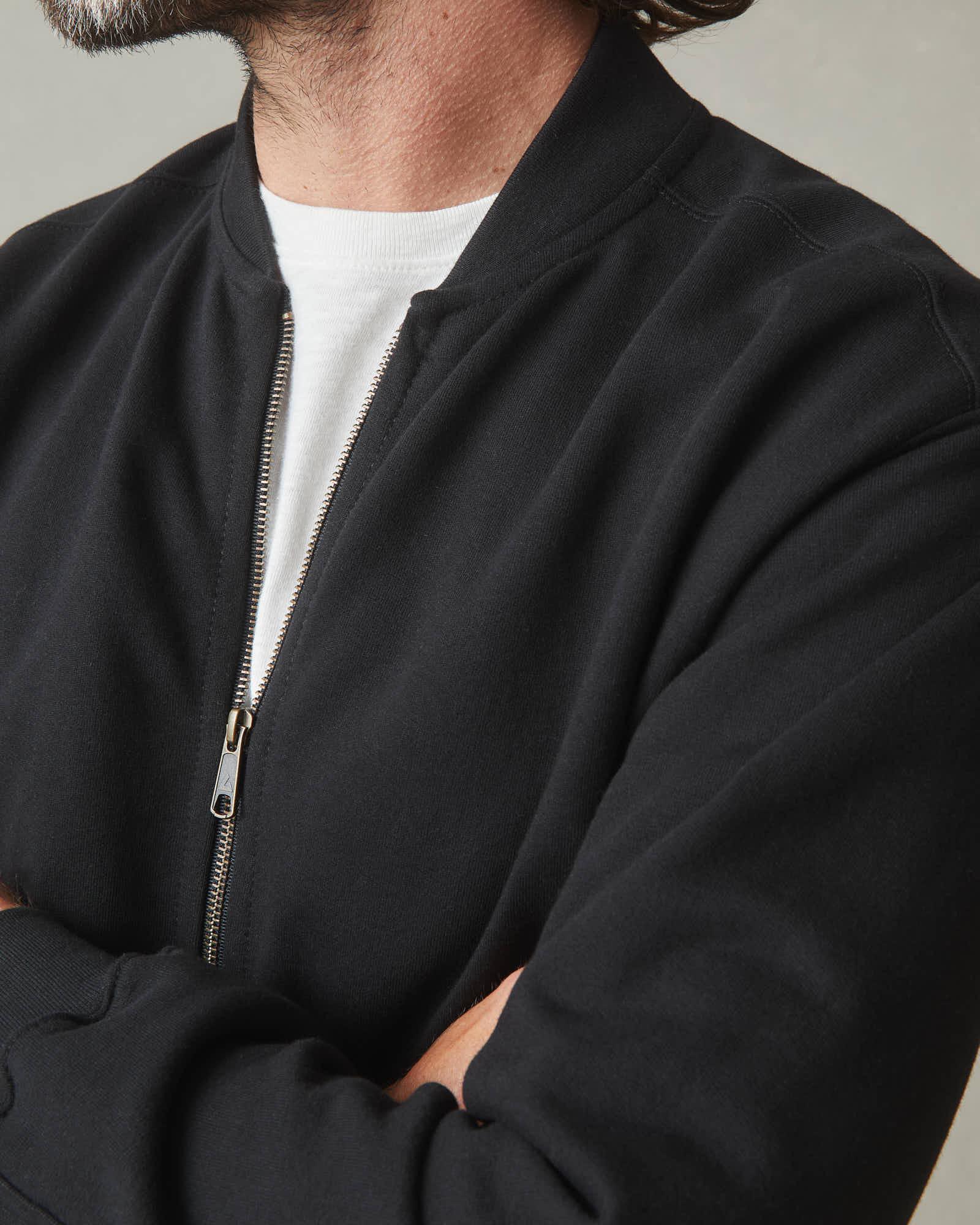Men's Fleece Bomber Jacket - Black Male Product Image