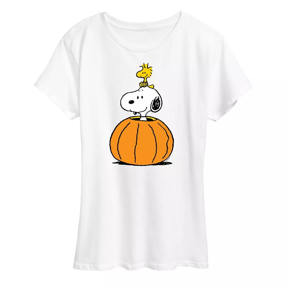 Women's Peanuts Snoopy & Woodstock Pumpkin Graphic Tee,  Product Image
