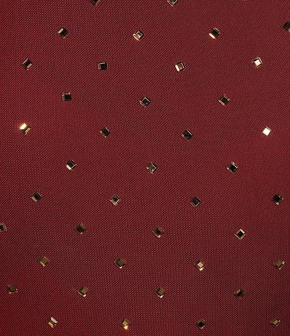 Alex Marie Belle Beaded Mesh High Boat Neck Puff Shoulder Long Sleeve Ruched Waist Asymmetrical Flounce Midi Dress Product Image