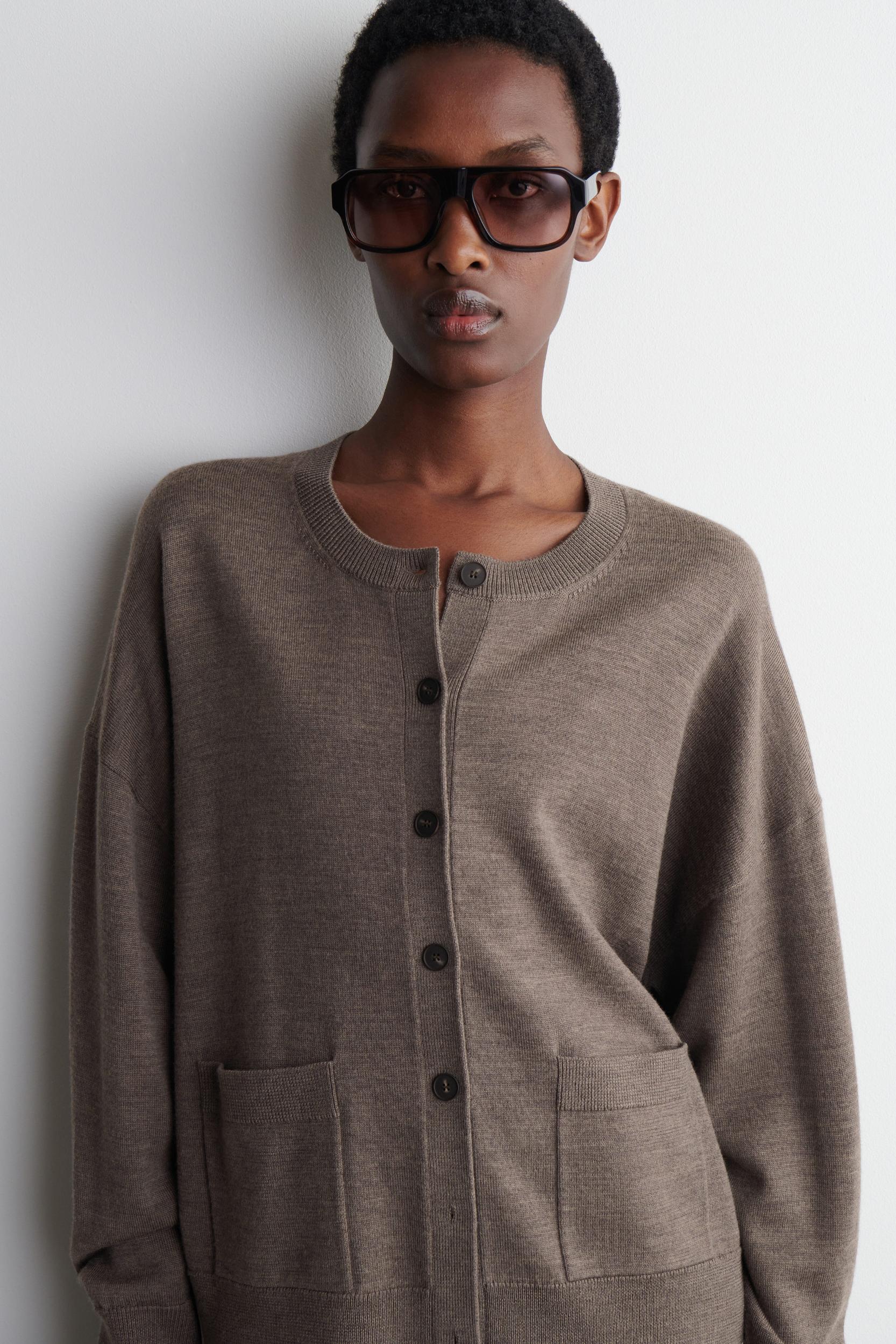 MERINO WOOL CREW-NECK CARDIGAN Product Image