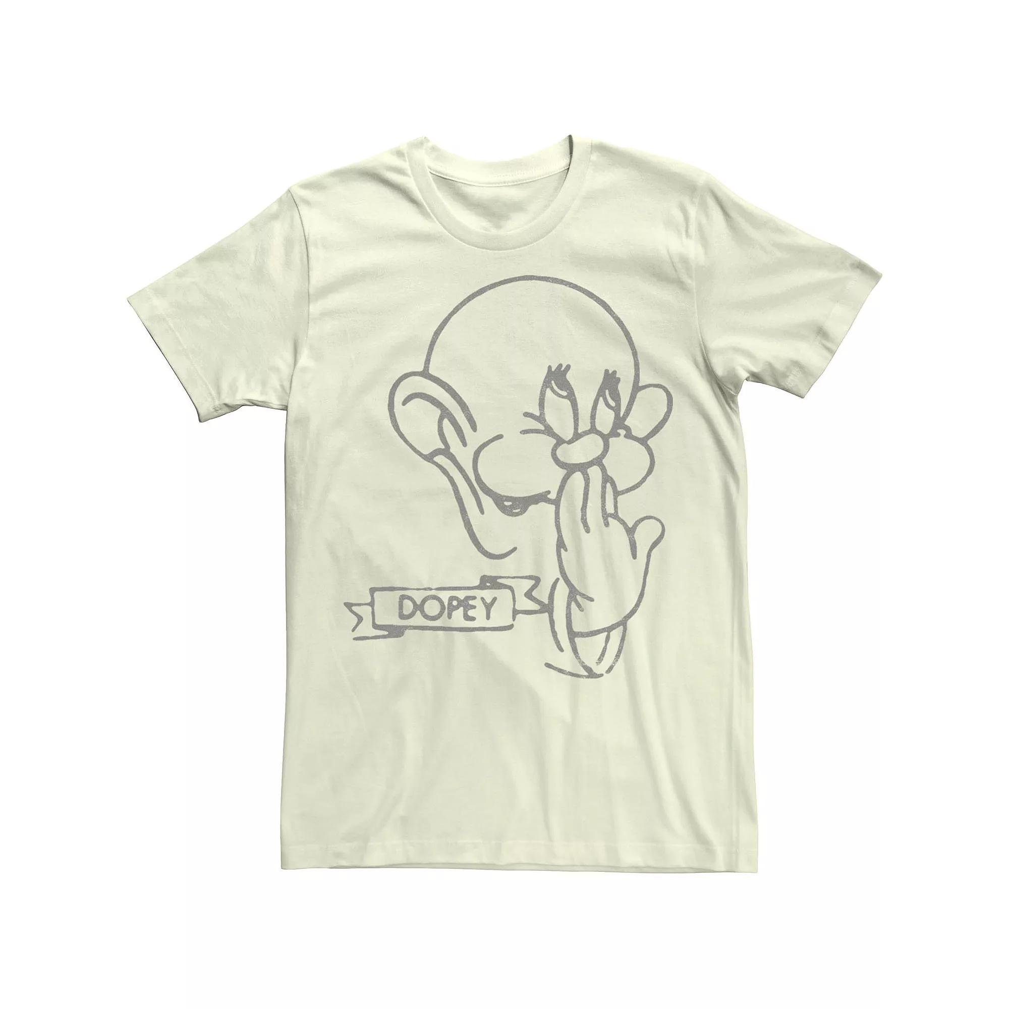 Disney's Snow White Dopey Line Art Big Face Men's Tee,  Product Image