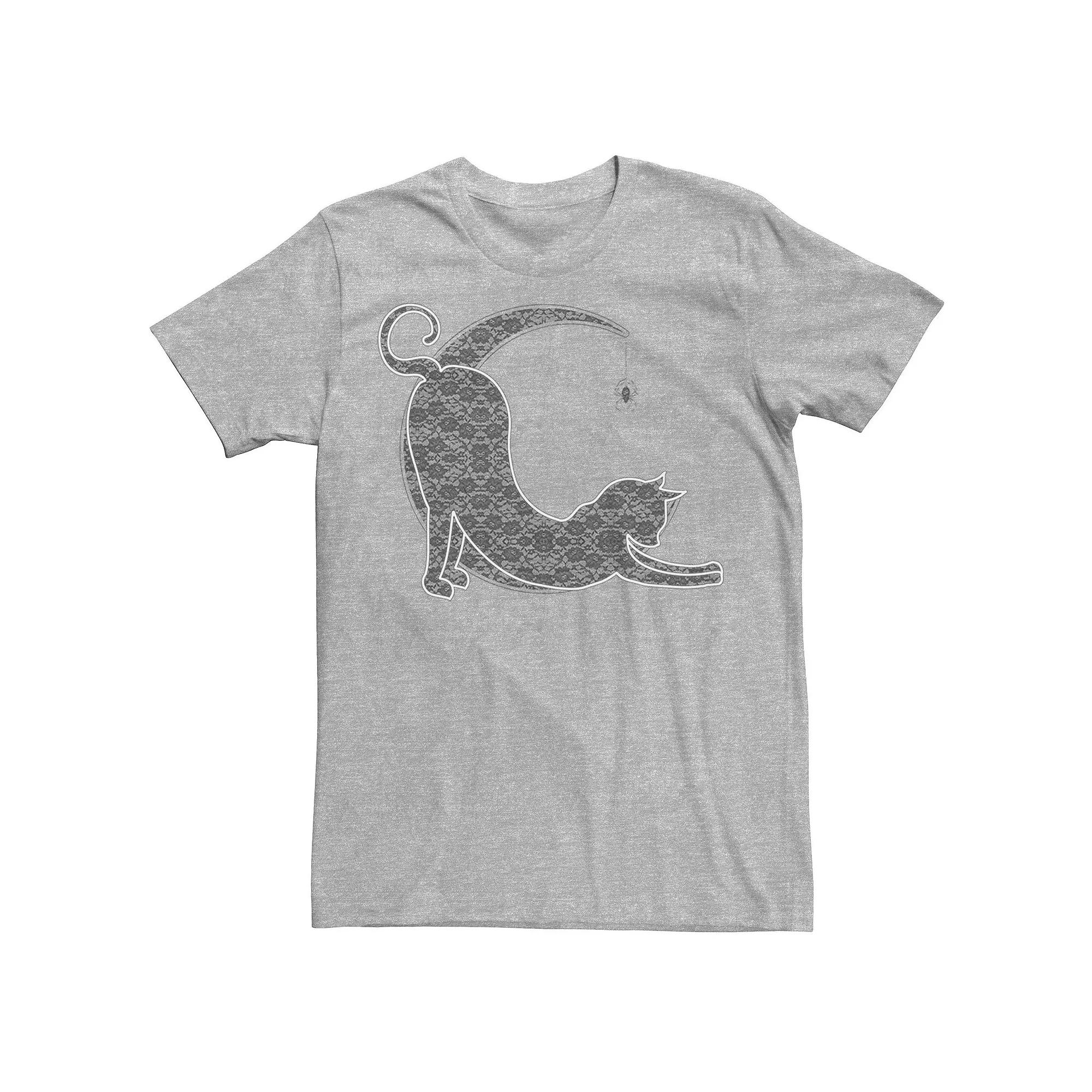 Men's Halloween Lacey Black Cat Crescent Moon Tee,  Product Image