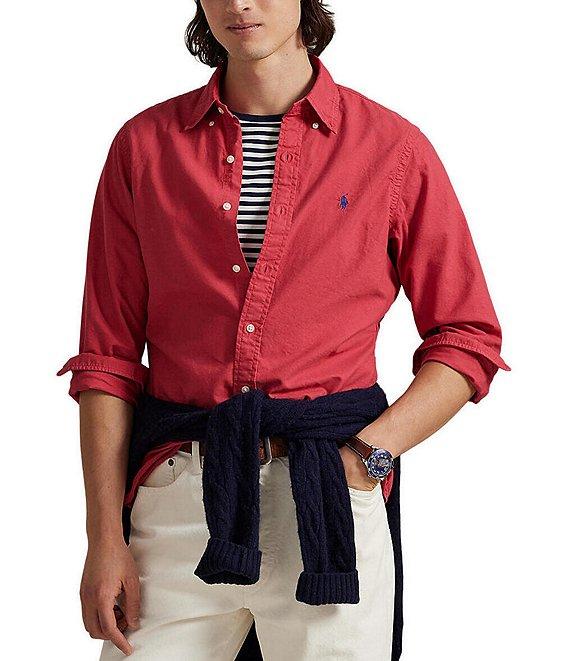 Polo Ralph Lauren Solid Garment-Dye Oxford Classic Fit Long Sleeve Woven Shirt Product Image