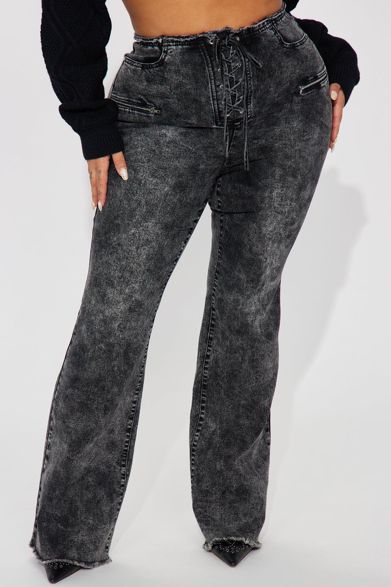 Know You Well Acid Wash Flare Jean - Black Wash Product Image