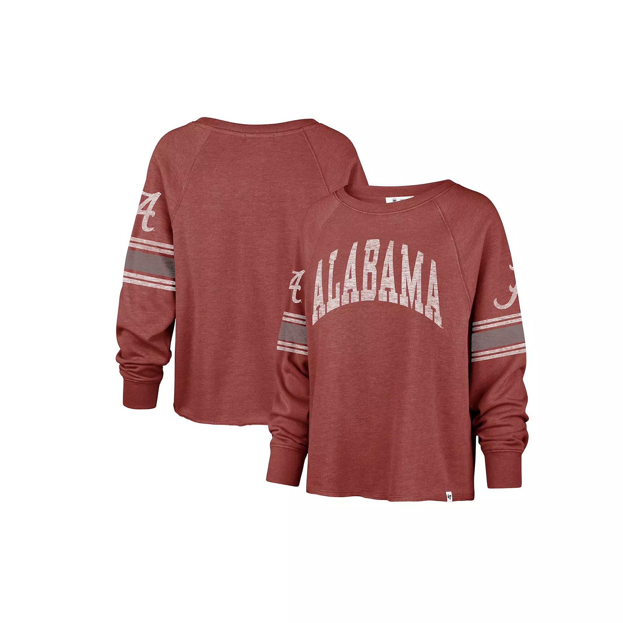 Women's '47 Crimson Alabama Crimson Tide Allie Modest Raglan Long Sleeve Cropped T-Shirt,  Product Image