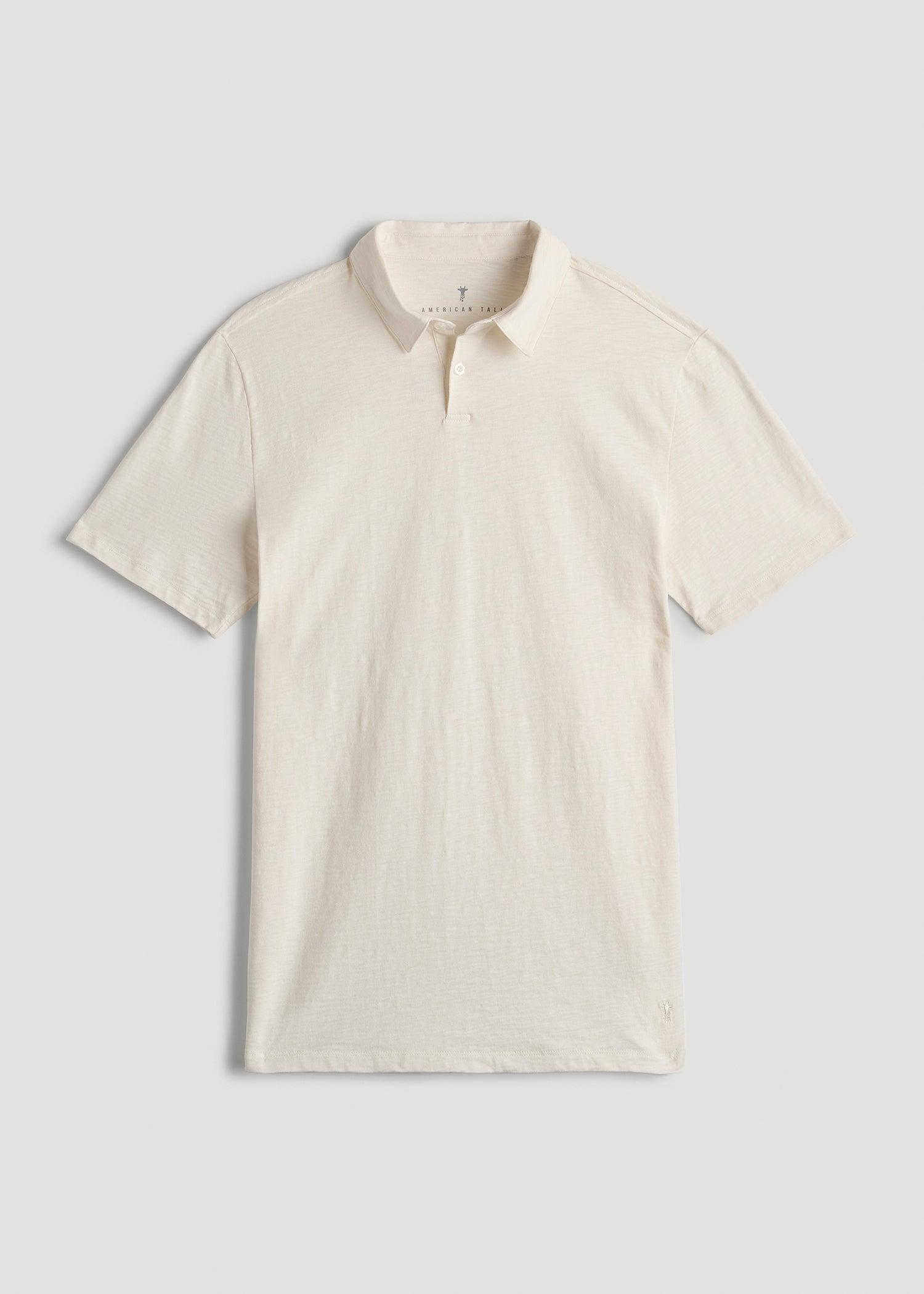 Slub Self Collar Polo Shirt for Tall Men in White Alyssum Male Product Image
