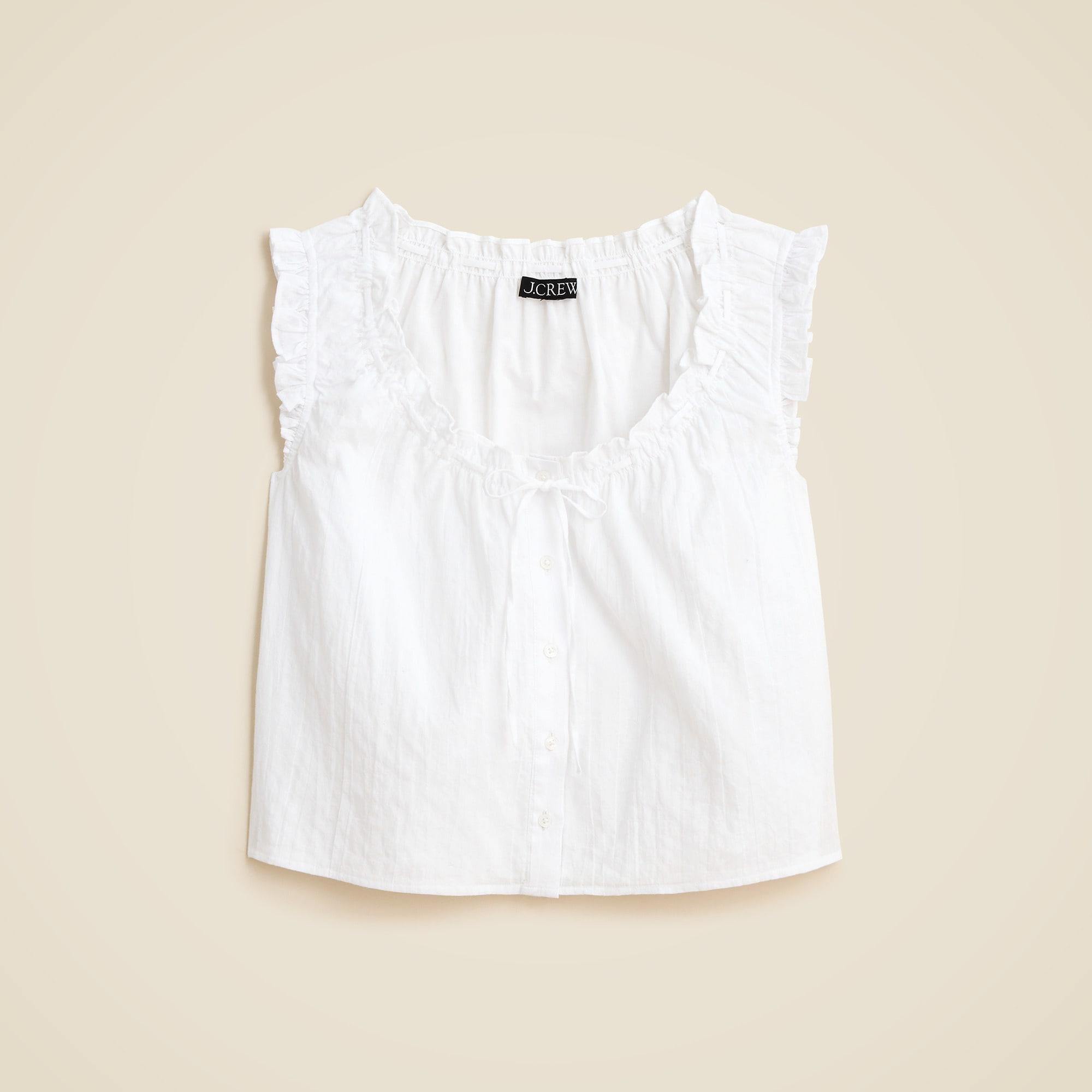 Ruffle-trim button-up top Product Image