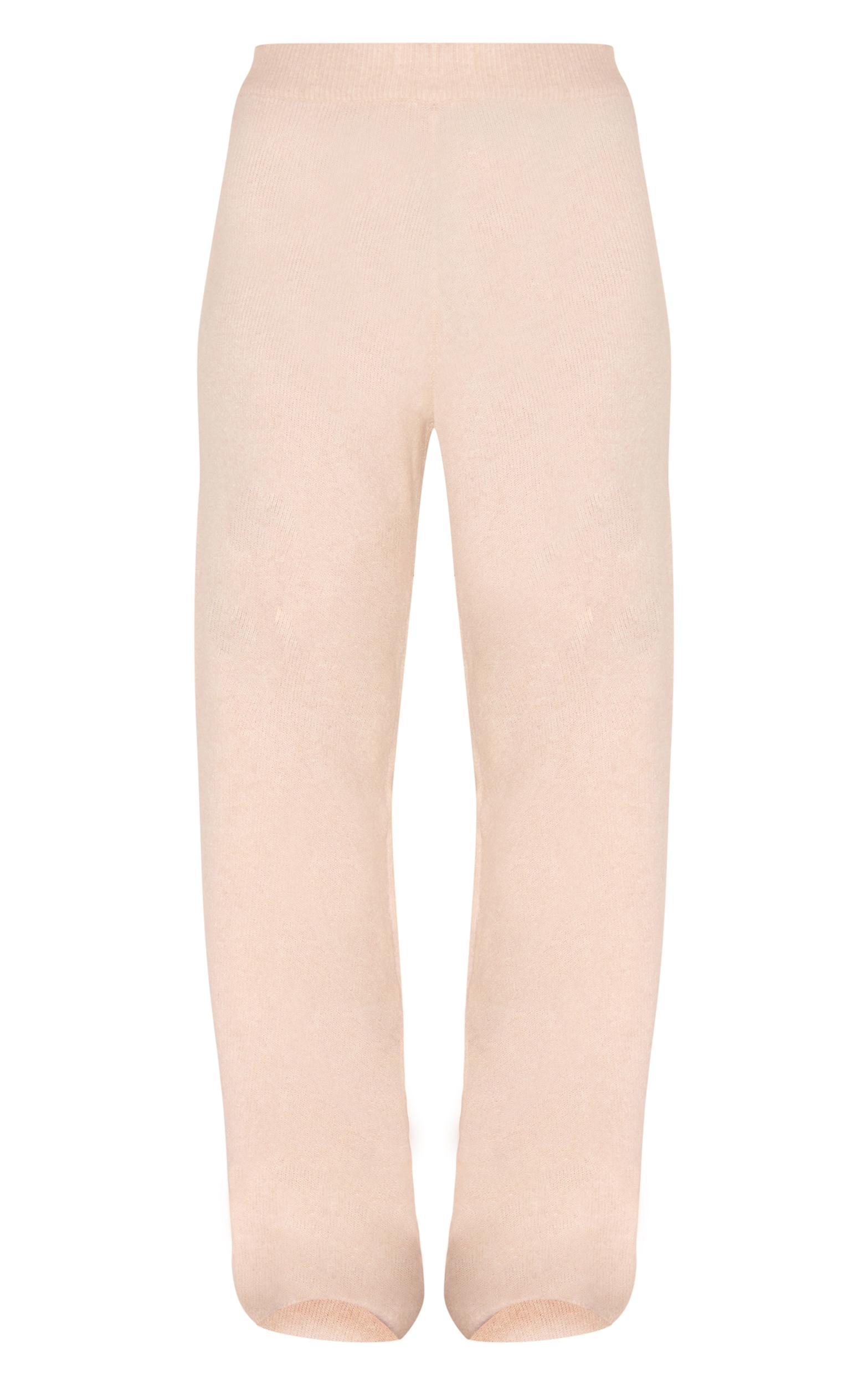 Oatmeal Soft Knit Wide Leg Pants Product Image