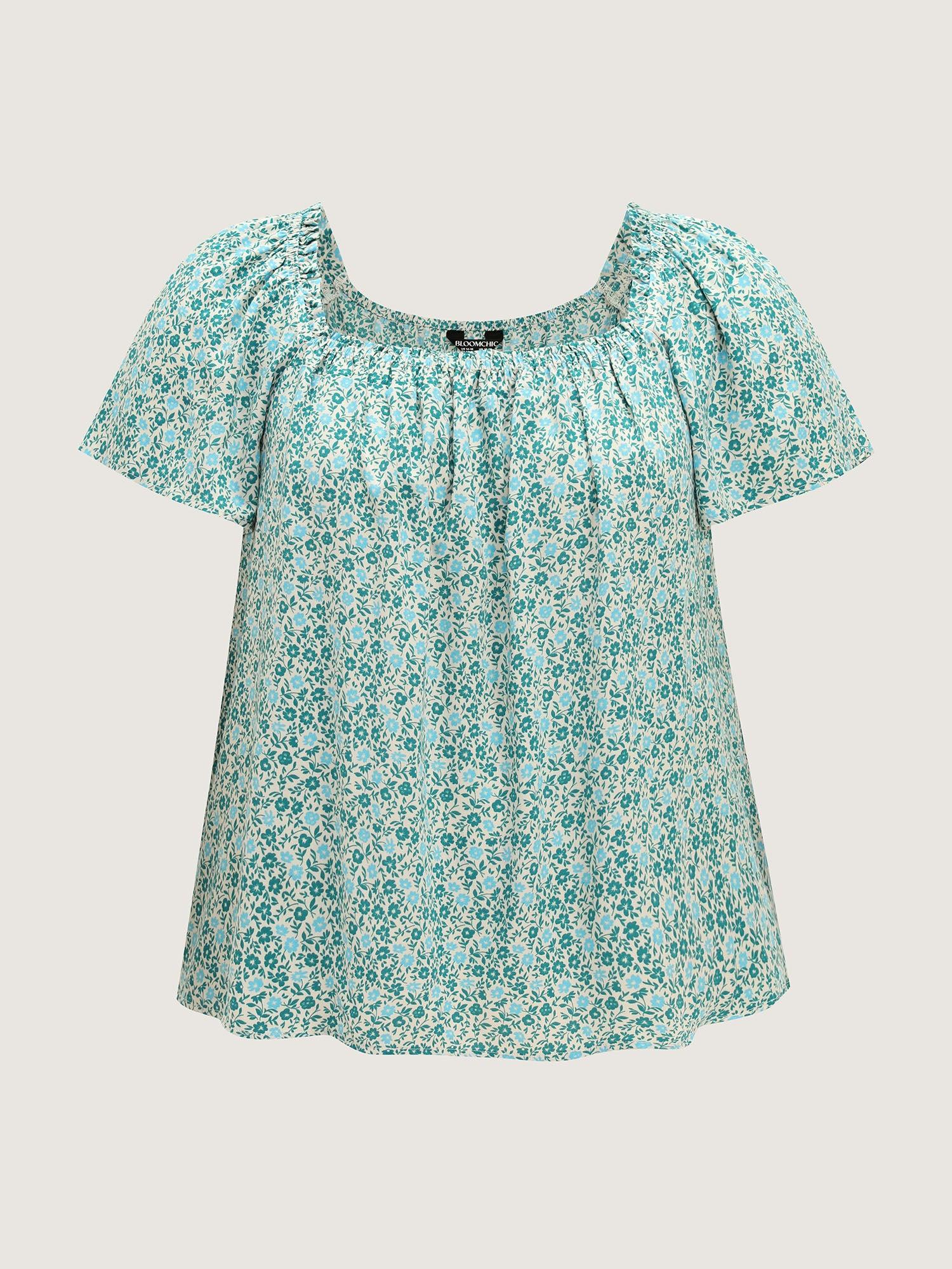 Floral Print Square Neckline Blouse Female Product Image