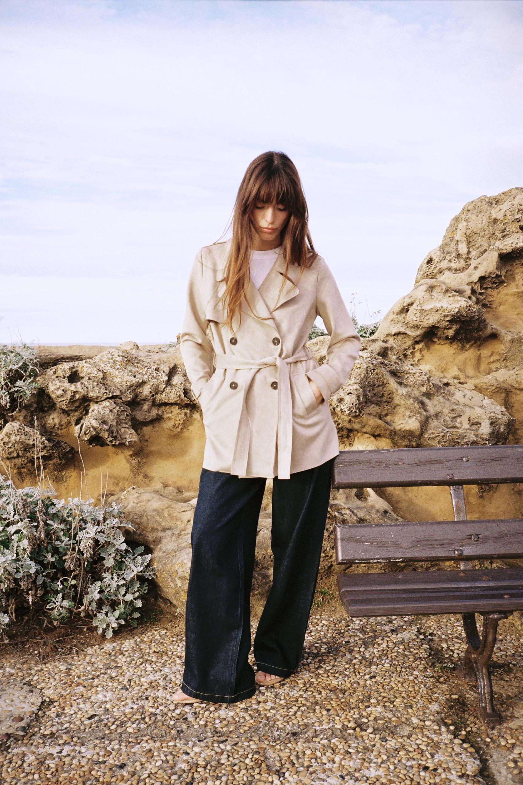 FAUX SUEDE TRENCH COAT Product Image