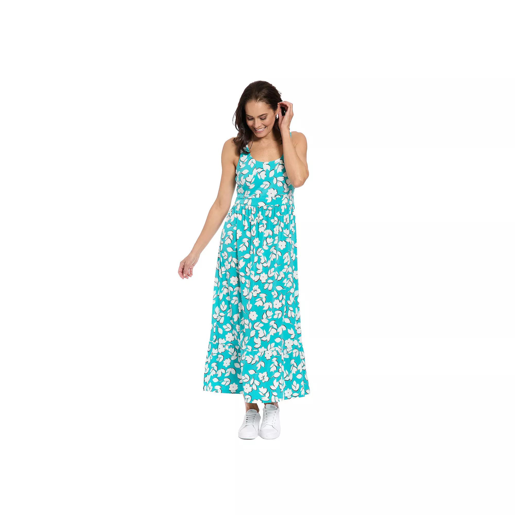 Women's London Times Sleeveless Inset Waist Maxi Dress, Size: XL, Turq Ivory Product Image