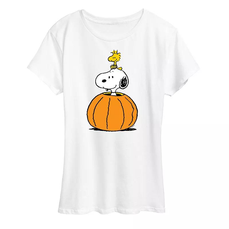 Women's Peanuts Snoopy & Woodstock Pumpkin Graphic Tee,  Product Image