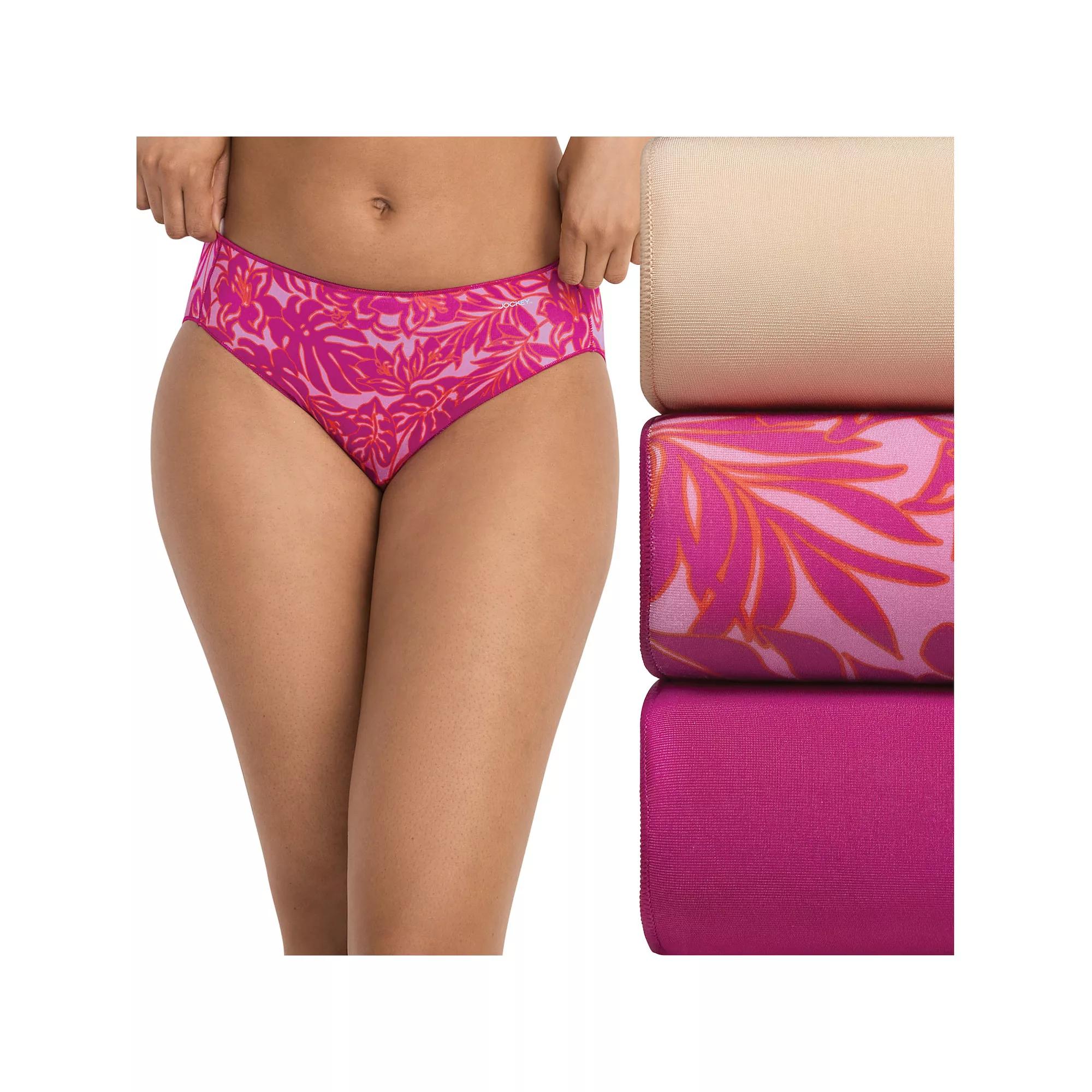 Women's Jockey® No Panty Line Promise® 3-Pack Bikini Panty Set 1770, Size: 6, Bold Palm Product Image