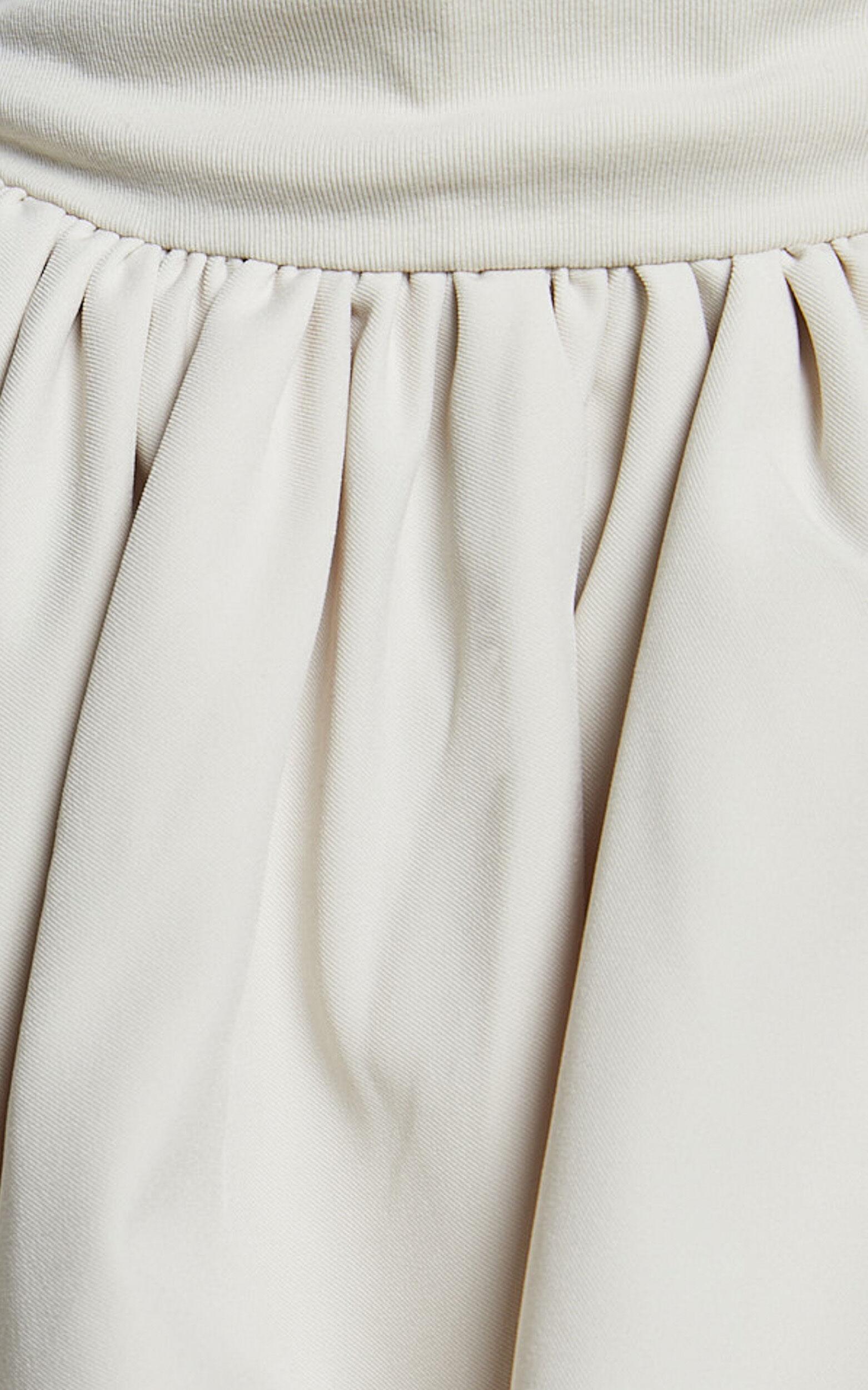 Bridgette Mini Dress - Straight Neck Sleeveless Bubble Hem Dress in Cream Product Image