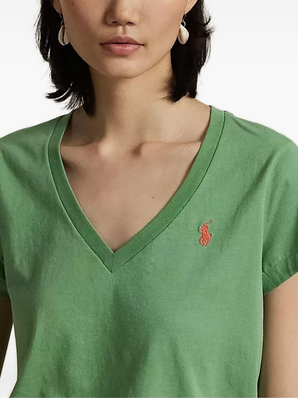 embroidered V-neck T-shirt Product Image