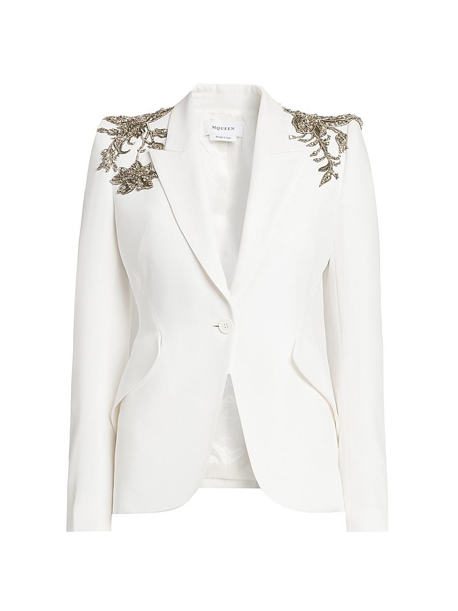 Womens Shoulder-Embellished Peak Lapel Jacket Product Image