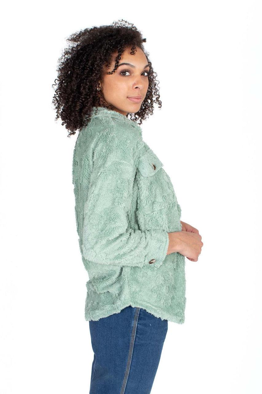 Jade Embossed Daisy Plush Jacket Product Image