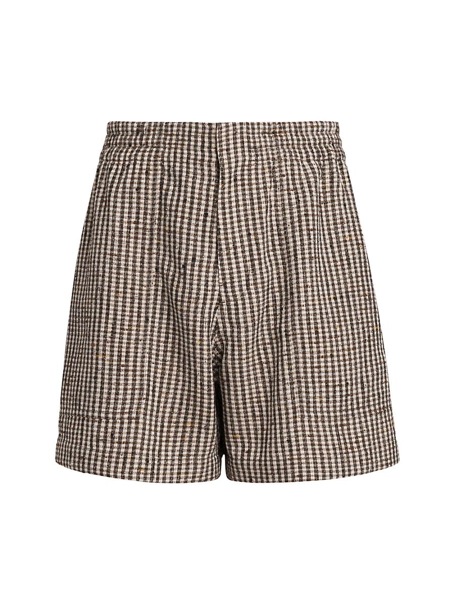 Mens Knotted Viscose Mini Check Shorts Product Image