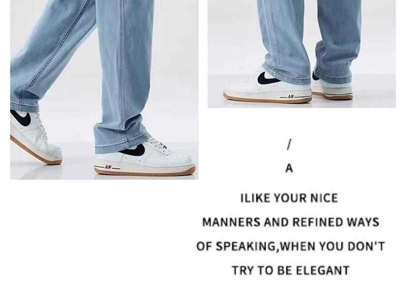 Mid Rise Washed Straight Leg Jeans Product Image