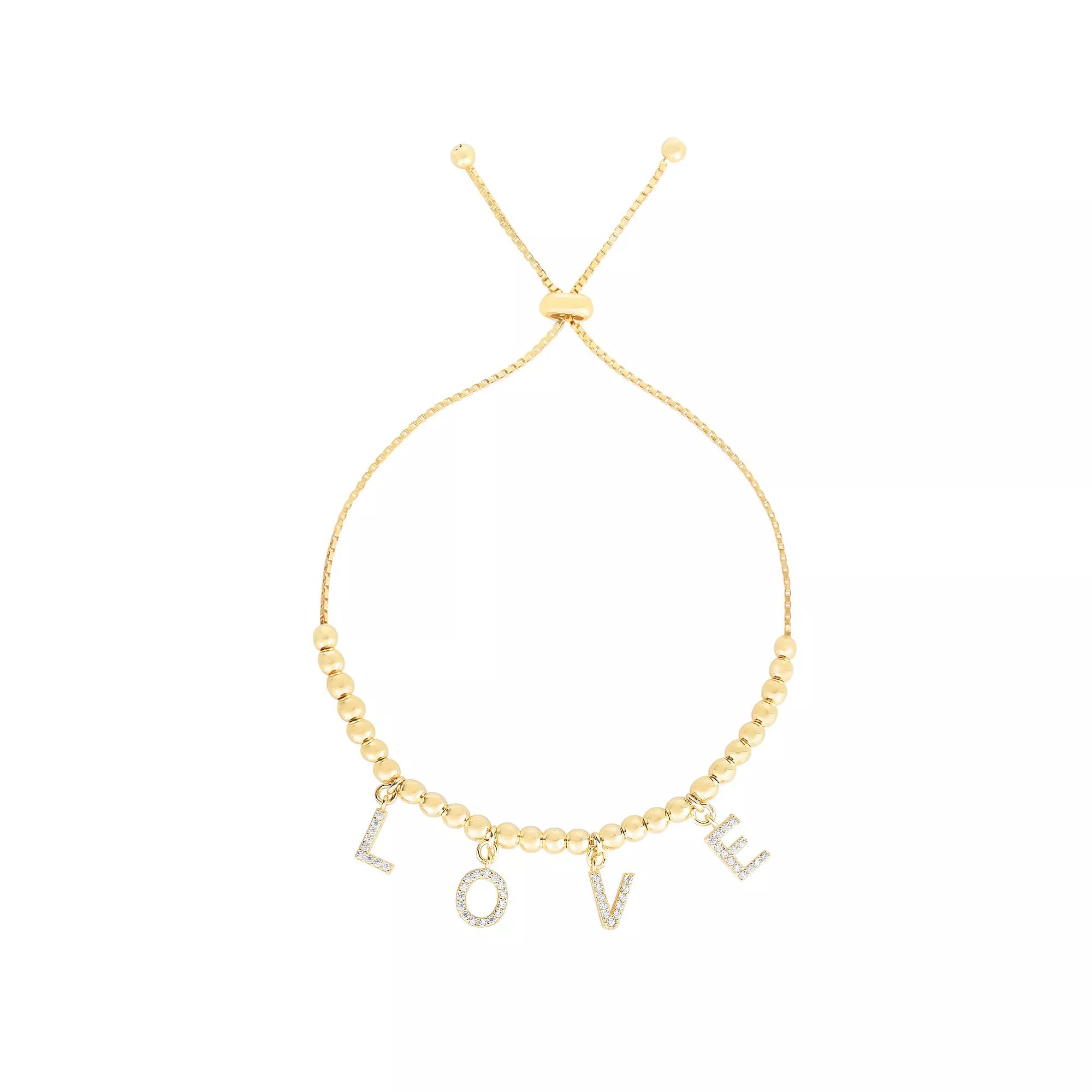 Sunkissed Sterling Cubic Zirconia LOVE Adjustable Bracelet, Women's, Size: 7", Yellow Product Image