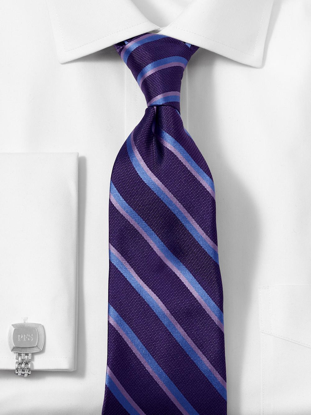 Stripe Woven Silk Tie - Purple/blue Product Image