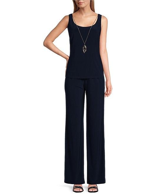 R & M Richards 3/4 Sleeve Round Neck Embellished Sequin Duster Jacket 3-Piece Pant Set Product Image