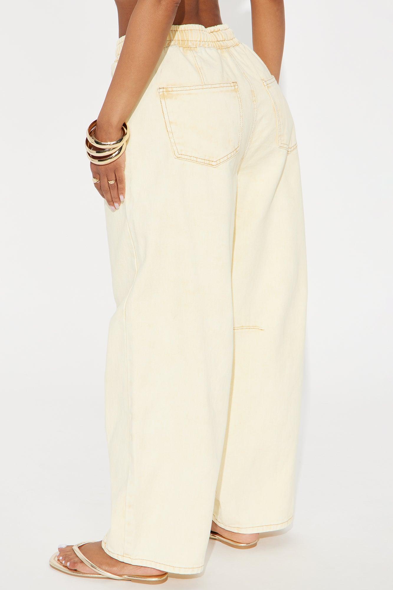 Catch The Sun Pull On Barrel Leg Jeans - Yellow Product Image