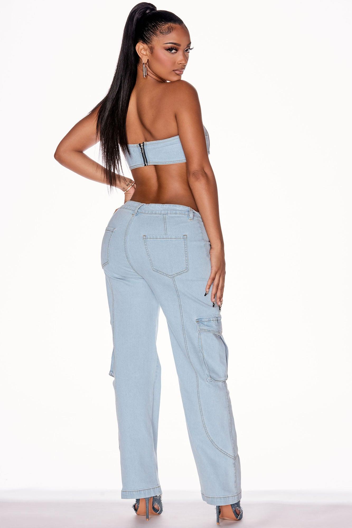 Go All Out Denim Pant Set - Light Wash Product Image