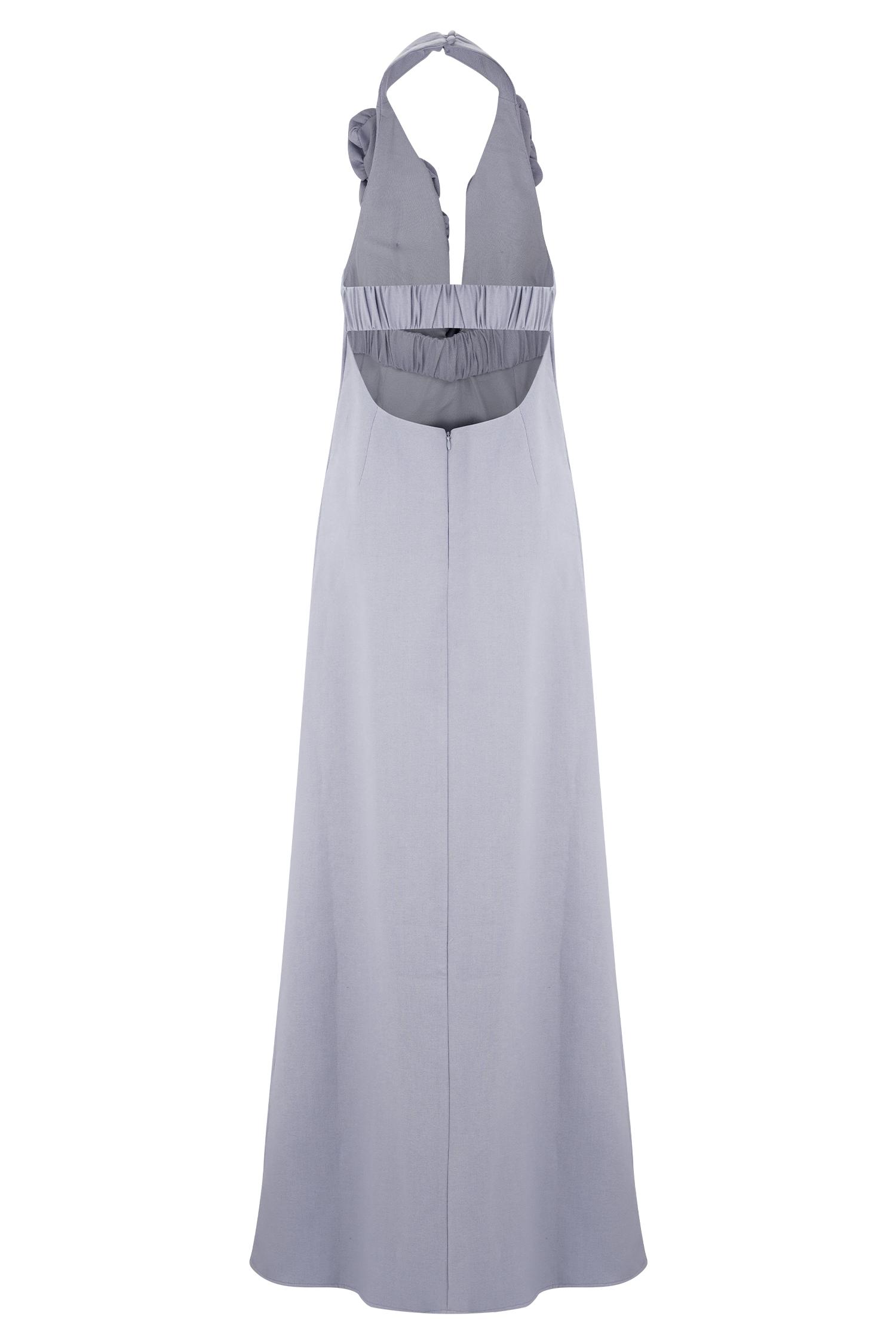 Carolyn Linen Bubble Maxi Dress - Misty Blue Product Image