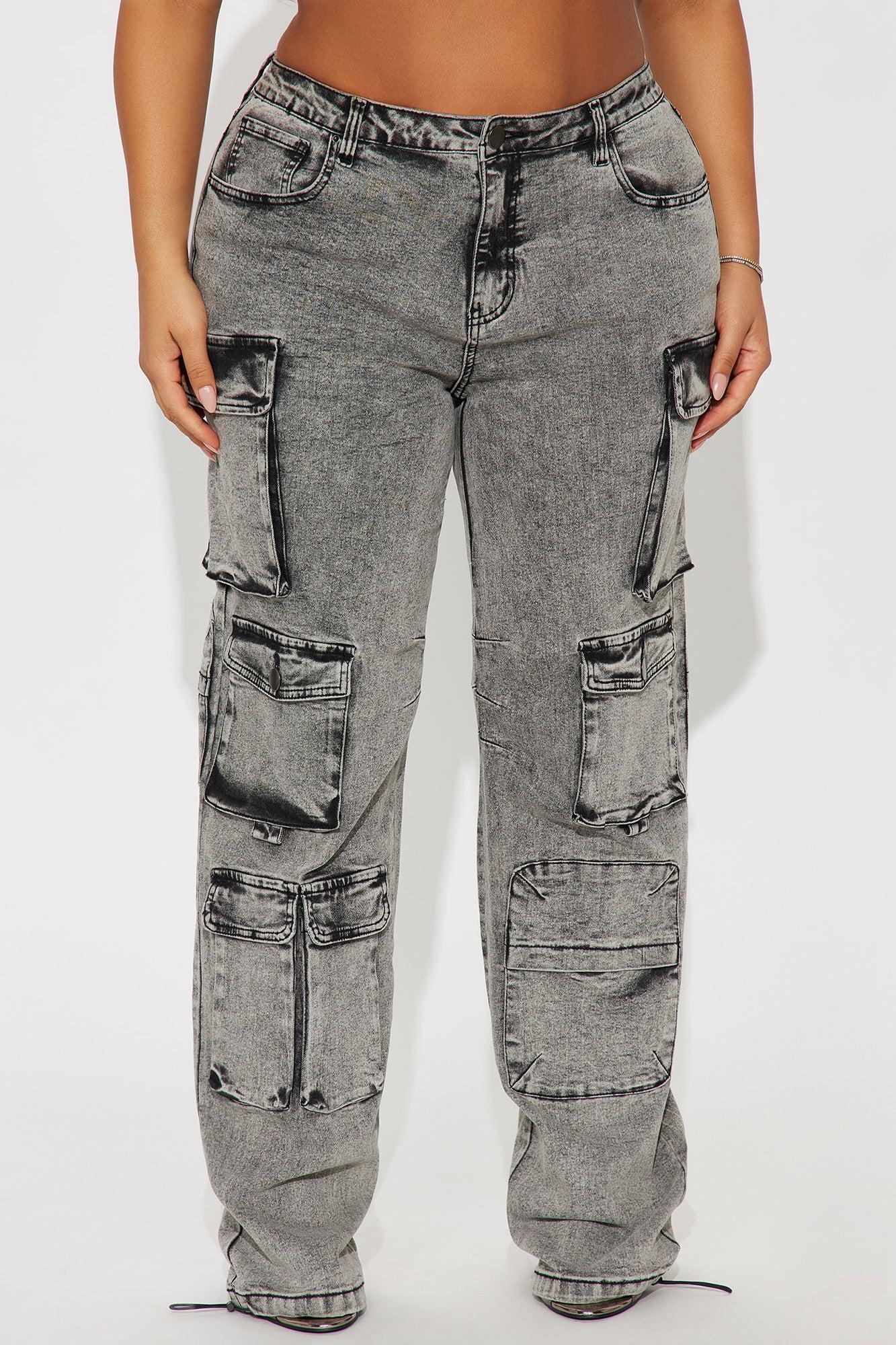 Tall Fairfax High Rise Stretch Cargo Jean - Acid Wash Grey Female Product Image