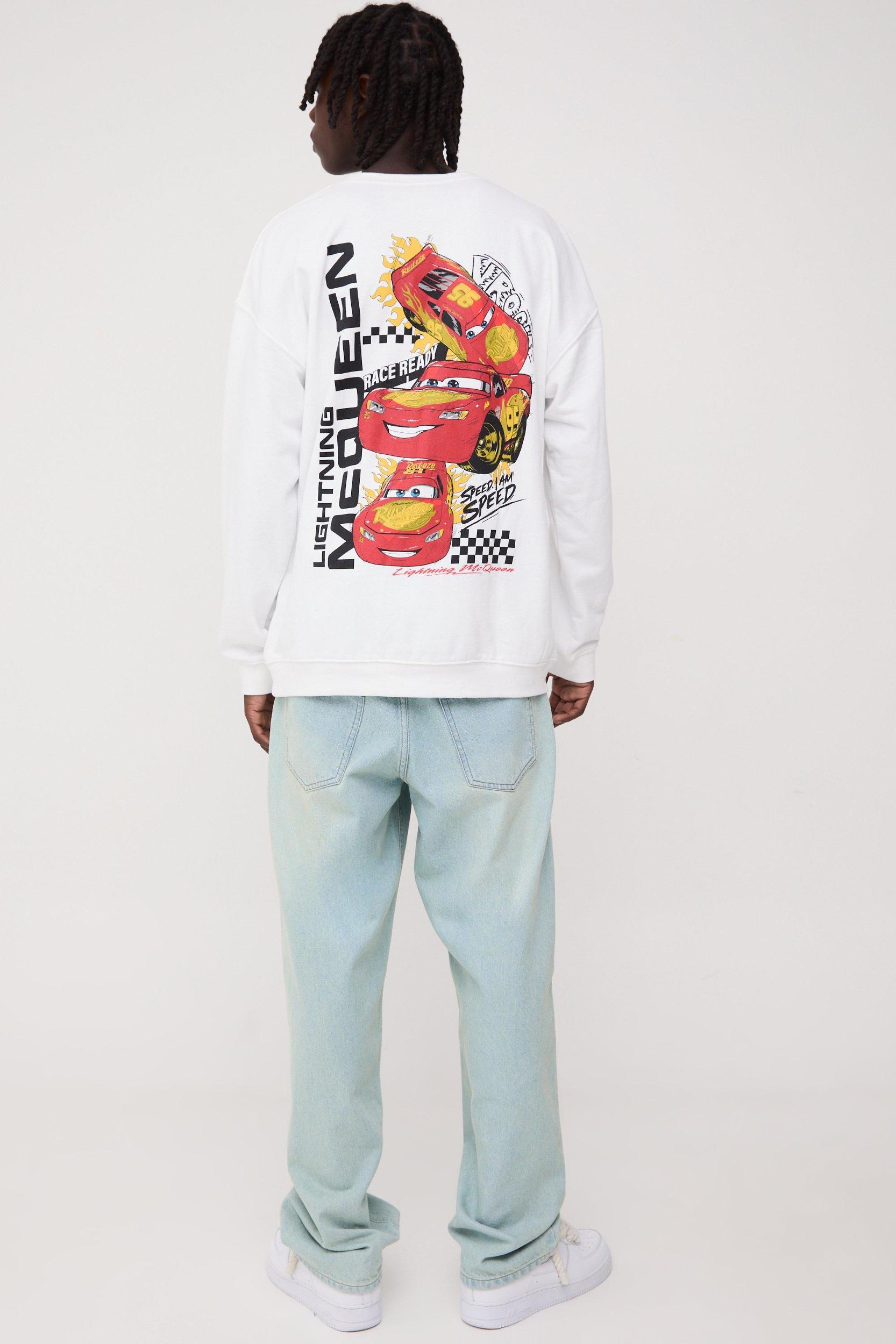 Oversized Disney Cars License Print Sweatshirt | boohooMAN USA Product Image