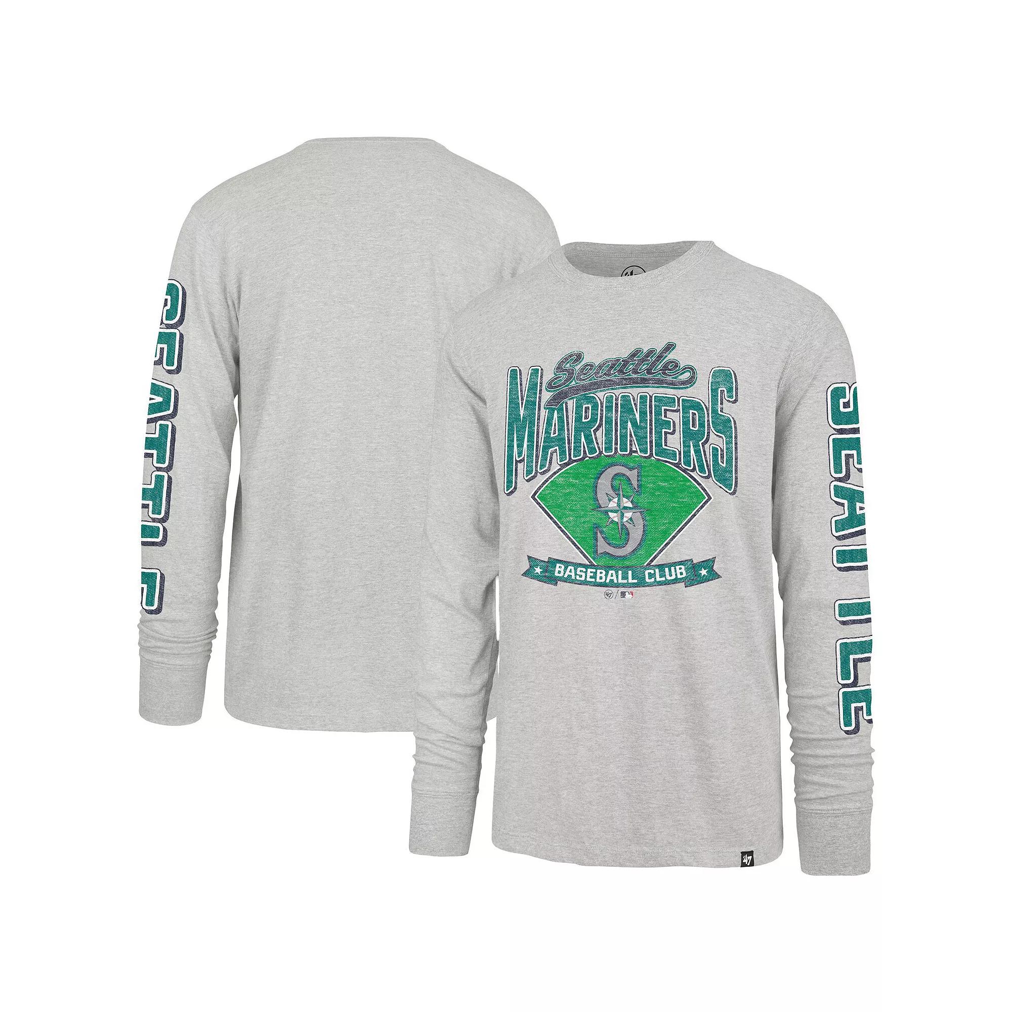 Men's '47 Gray Seattle Mariners Fair Ball Franklin Long Sleeve T-Shirt, Size: 2XL, Grey Product Image