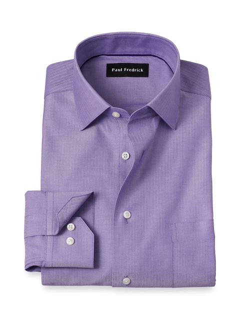 Comfort Stretch Non-Iron Herringbone Dress Shirt - Purple Product Image