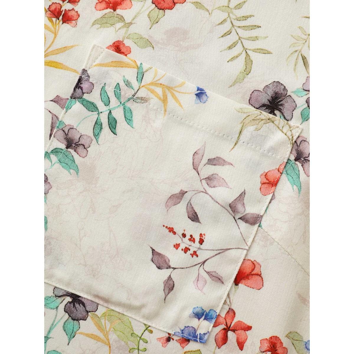 Plus Size Originalwhite Shirt Collar Floral Patched Pocket Blouse Women Elegant Long Sleeve Shirt collar Everyday Blouses BloomChic 30/6X Product Image