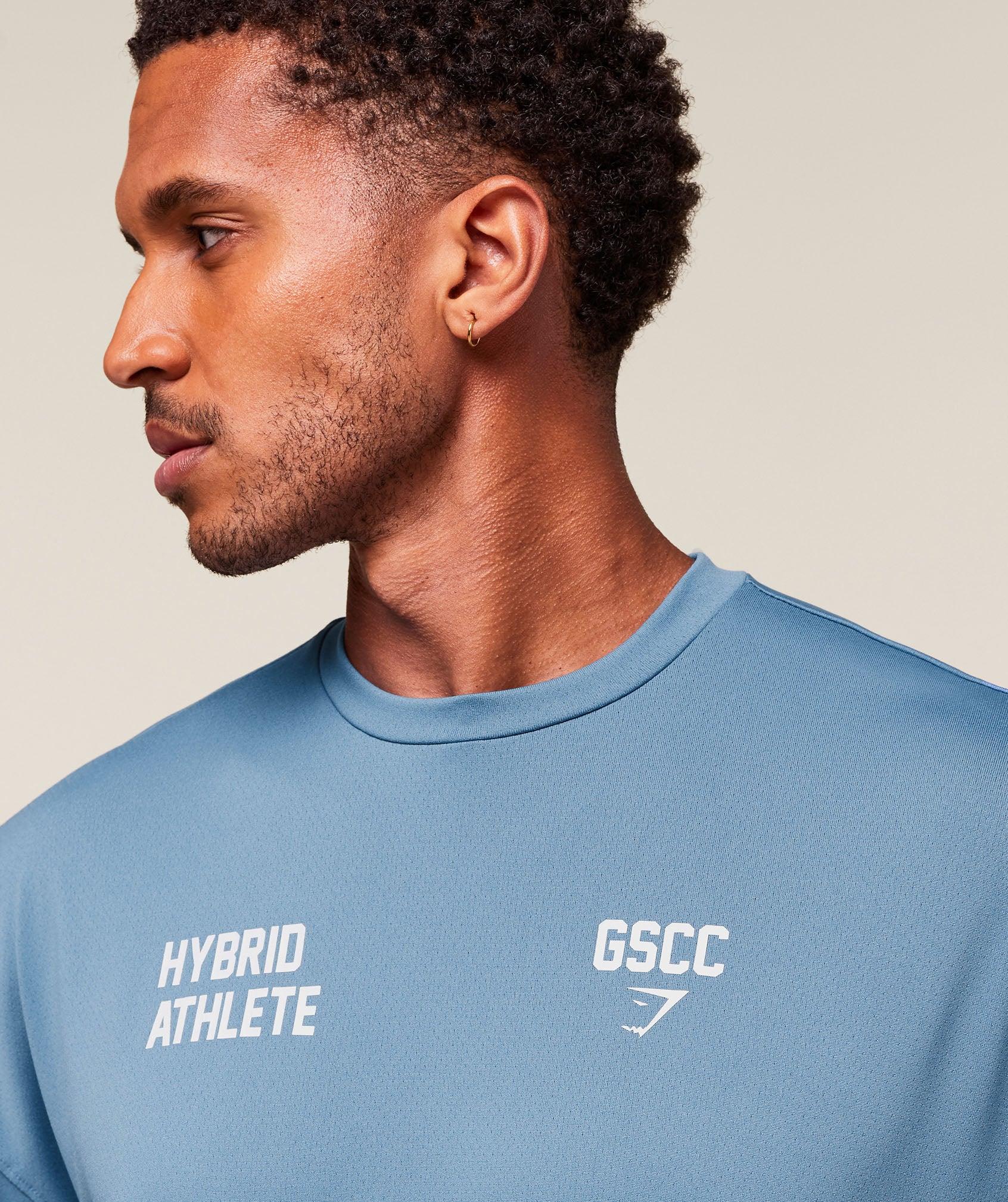 Gymshark Hybrid Athlete T-Shirt - Classic Blue Male Product Image
