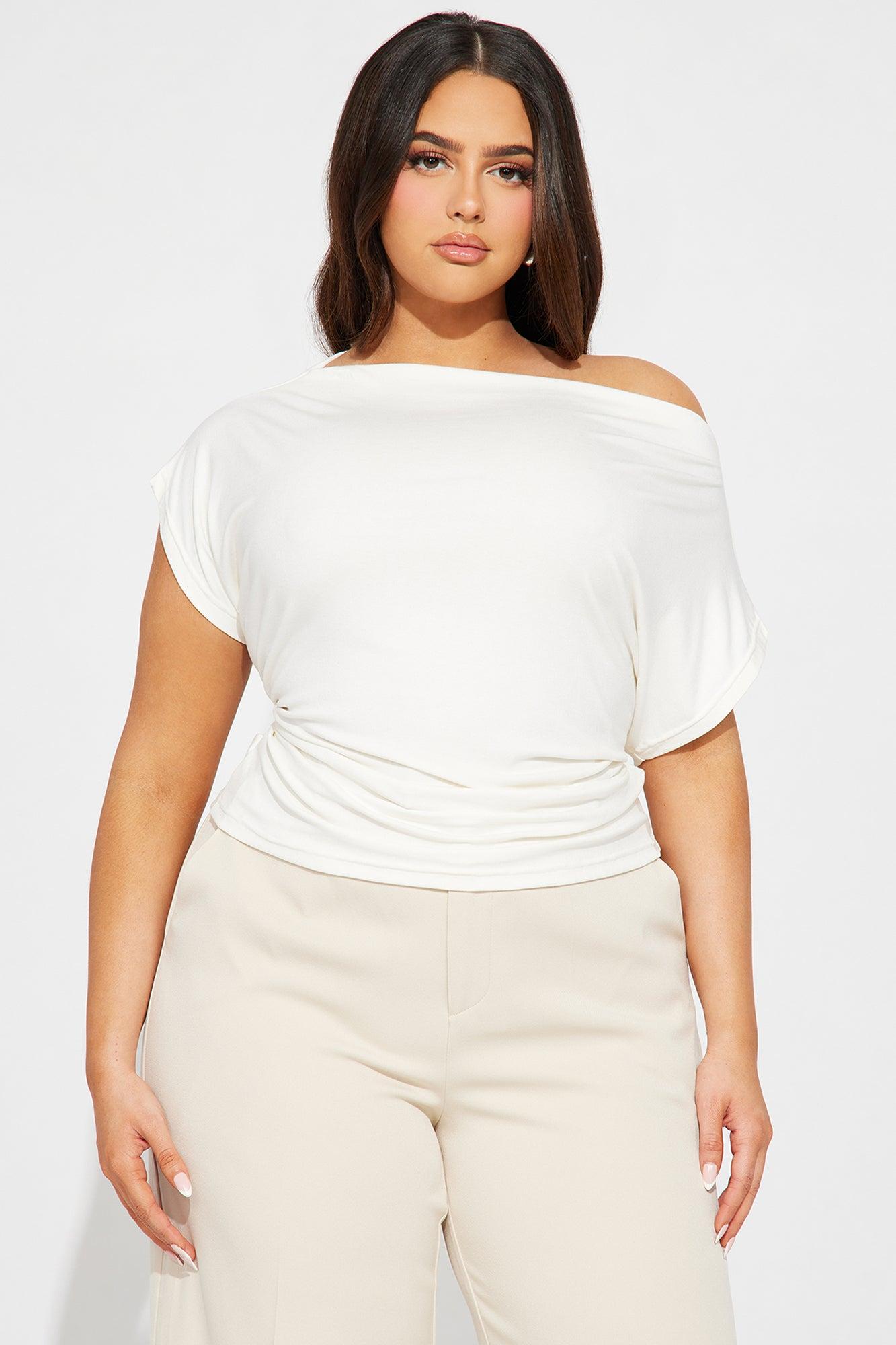 Eva Effortless One Shoulder Top - Ivory Product Image