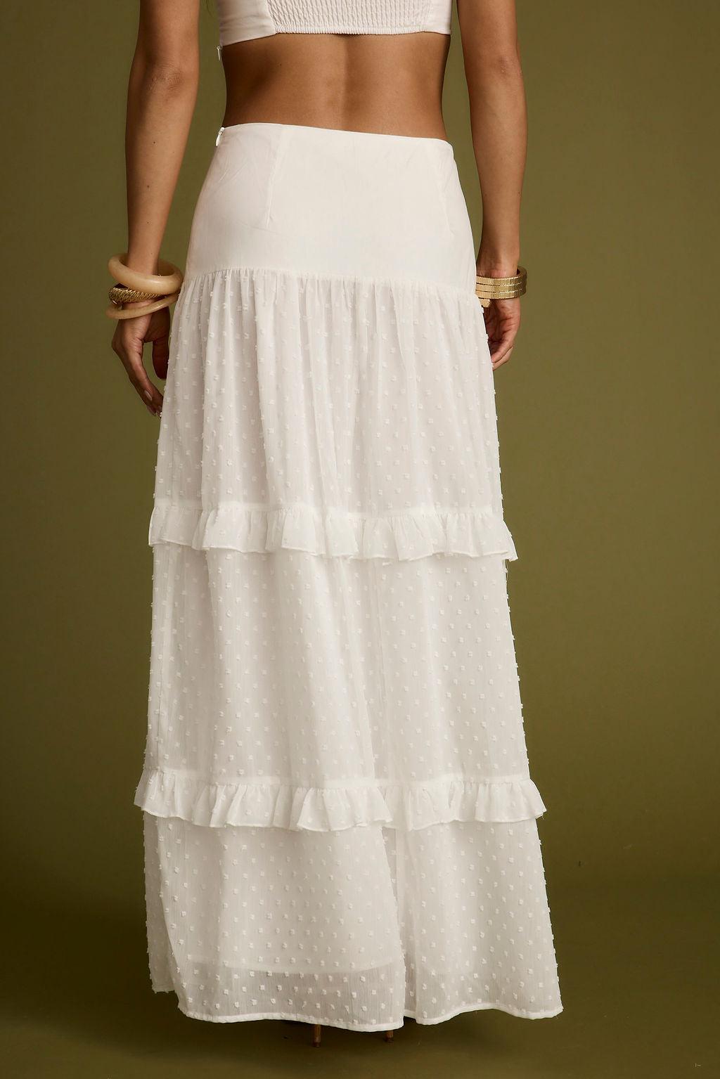 Liana White Low Rise Maxi Skirt Product Image